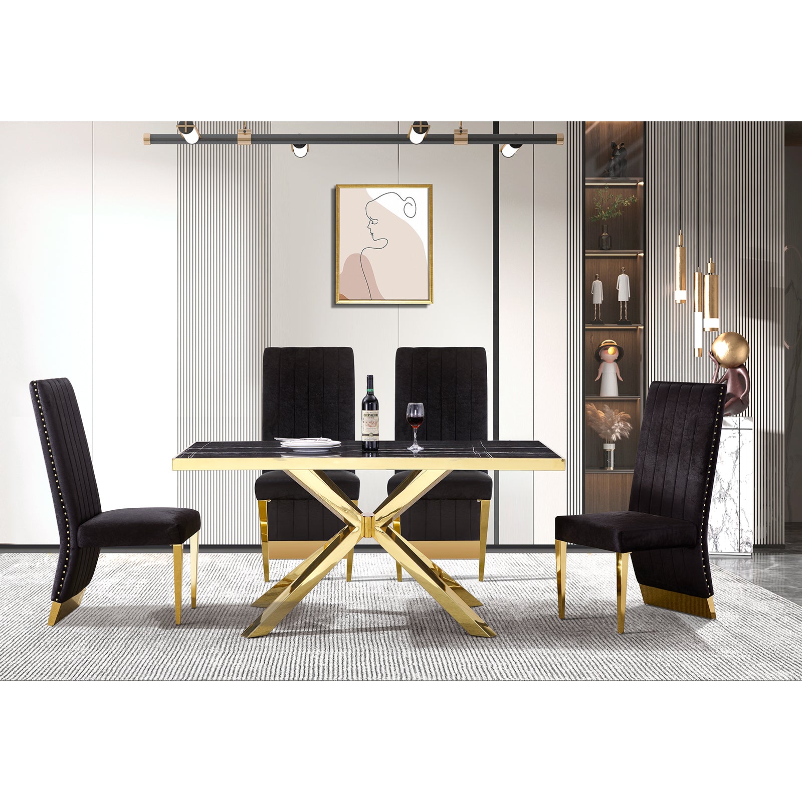 Black gold dining table sale