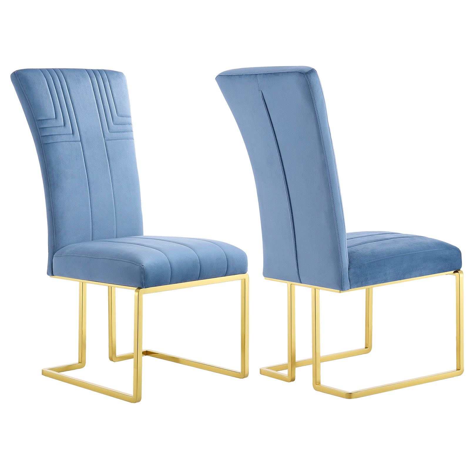 Discover the Exquisite Features of AUZ Sled Base Dining Chairs and Sky Blue Velvet Upholstery