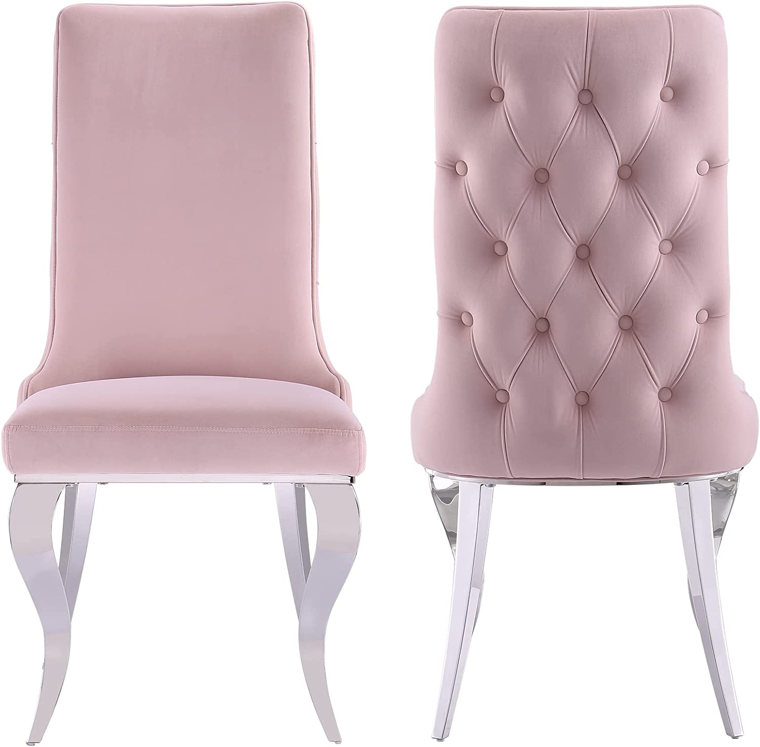 The Enchanting Pink Tufted Velvet Side Chair with Silver Legs: A Symbol of Elegance and Romance