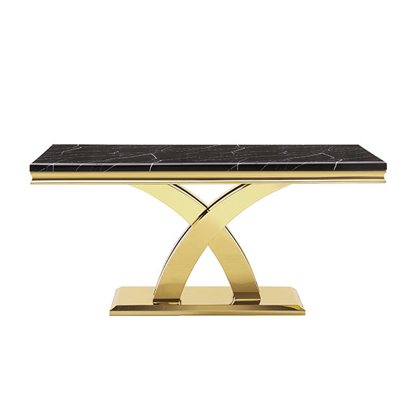 Exquisite Black and Gold Dining Table - Perfect for 6