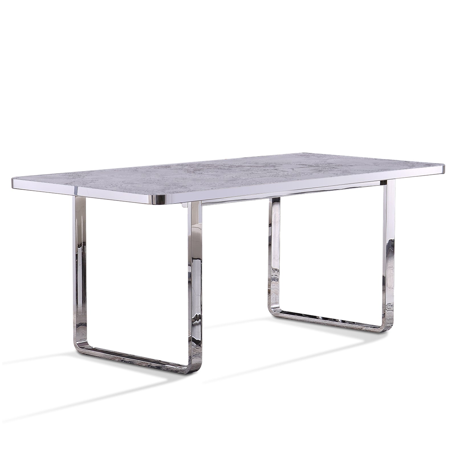The Elegance of a Silver Dining Table with a Unique Slate Tabletop