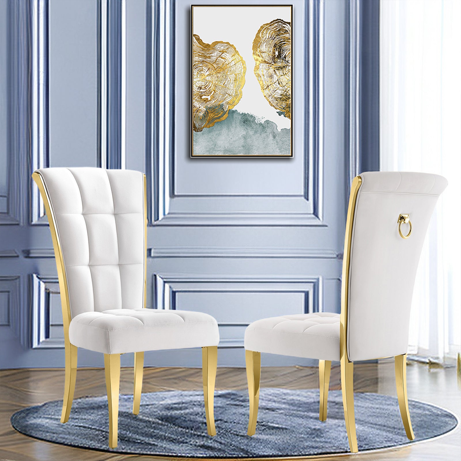 Discover Elegance with AUZ Furniture's White and Gold Dining Chairs