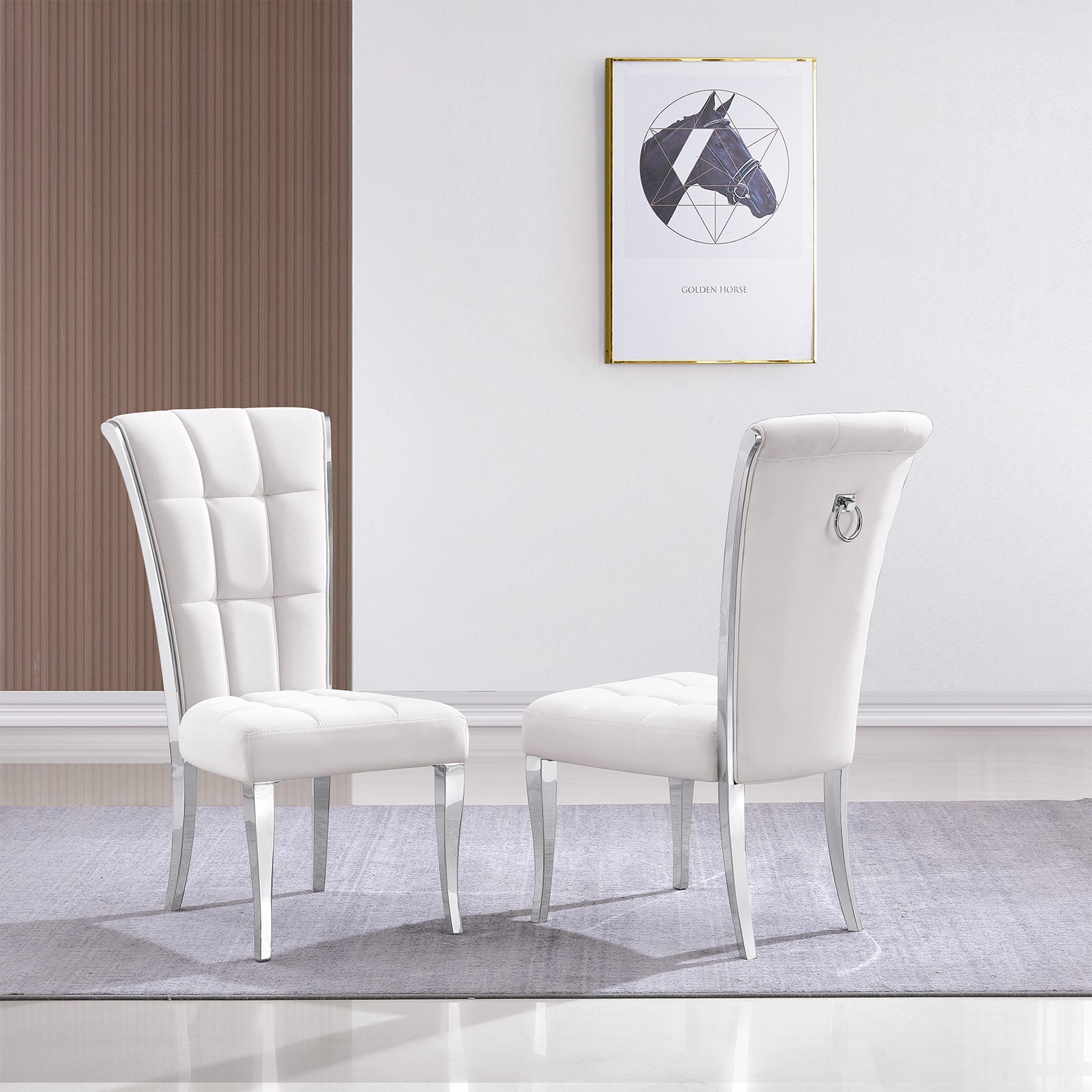 Embrace Elegance with AUZ's White and Silver Dining Chairs