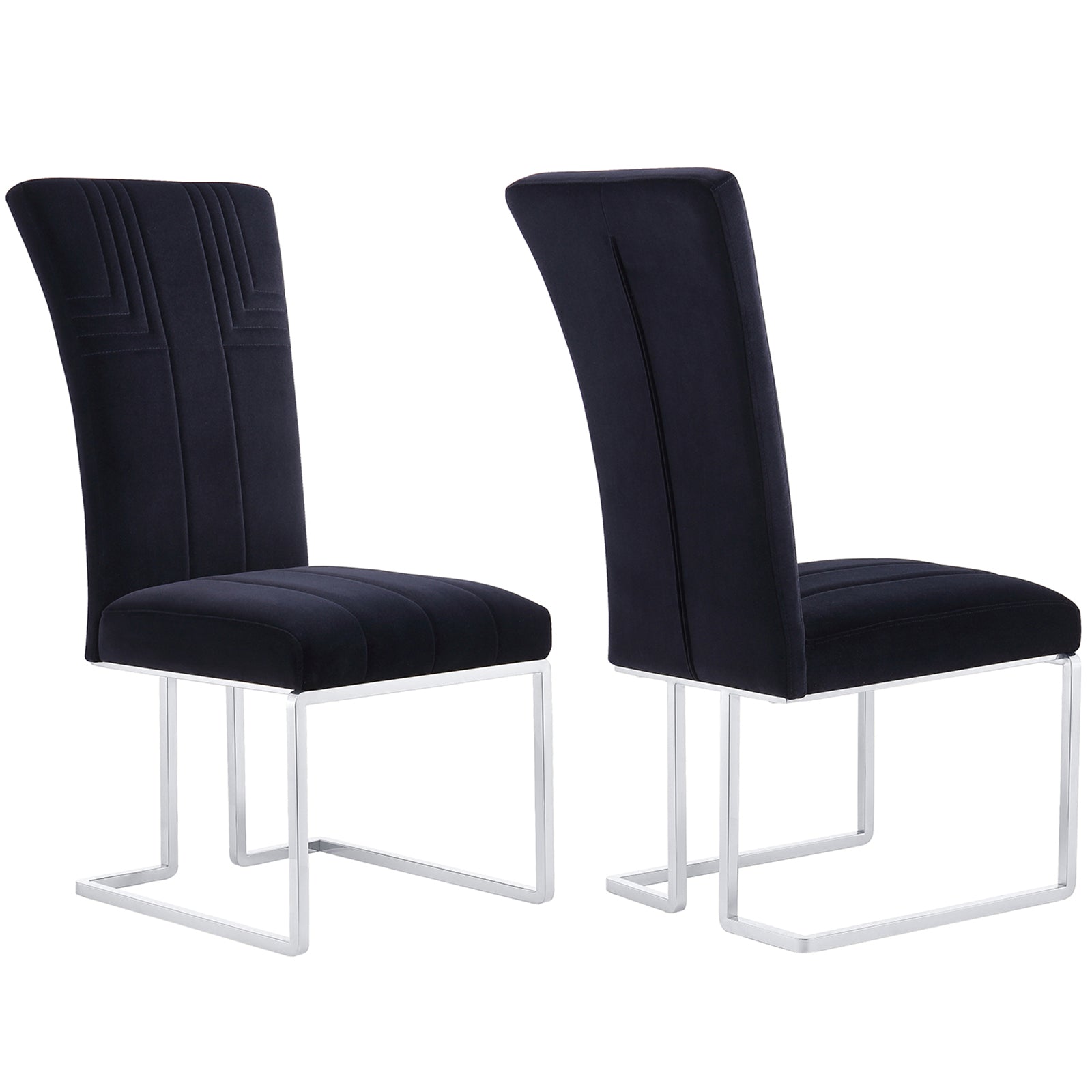 Enhance Your Dining Experience with AUZ Sled Base Dining Chairs in Black Velvet