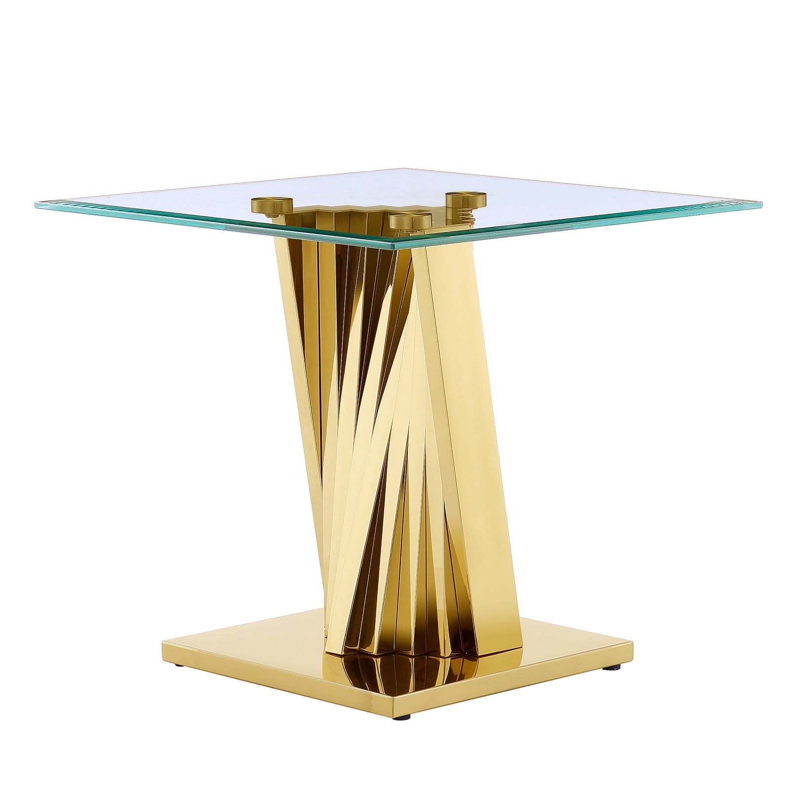 The AUZ Glass End Table with Polished Stainless Steel Base: A Perfect Blend of Elegance and Practicality