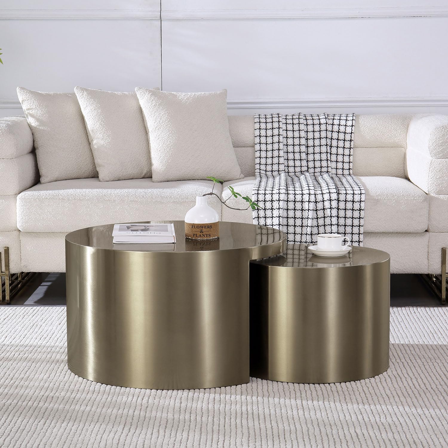 Unlocking Space and Style: The Brushed Gold Nesting Coffee Table