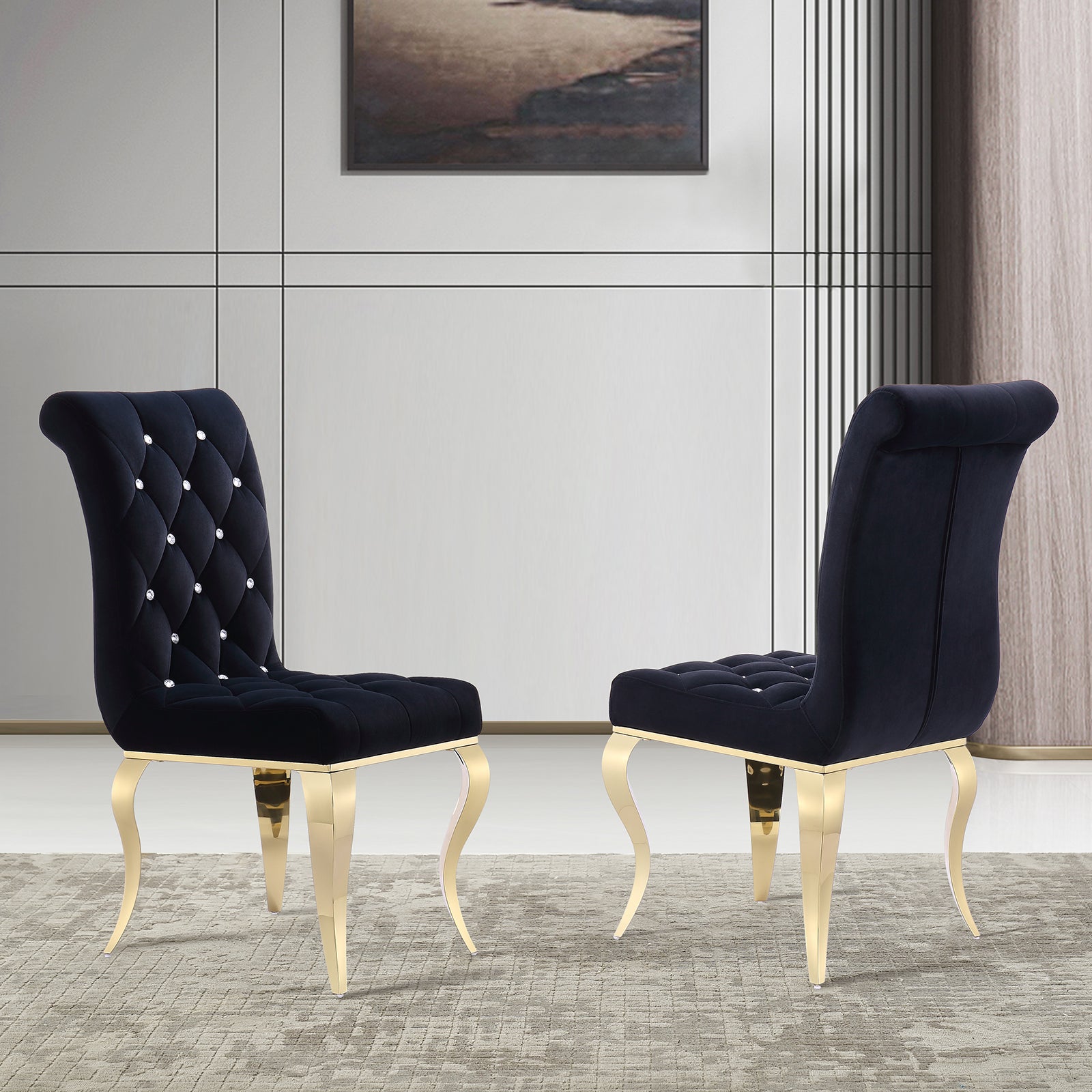 Add Elegance to Your Dining Space with Black Velvet Upholstered Chairs