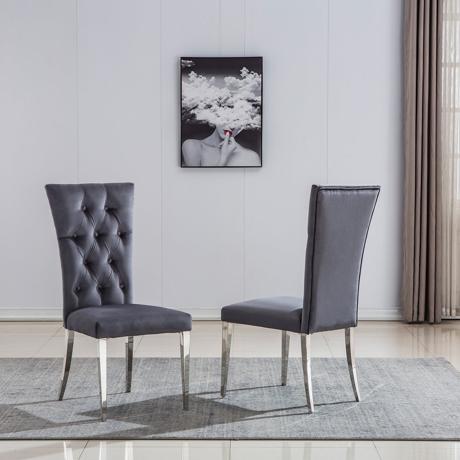 Elevate Your Dining Experience with Grey Velvet Upholstered Chairs