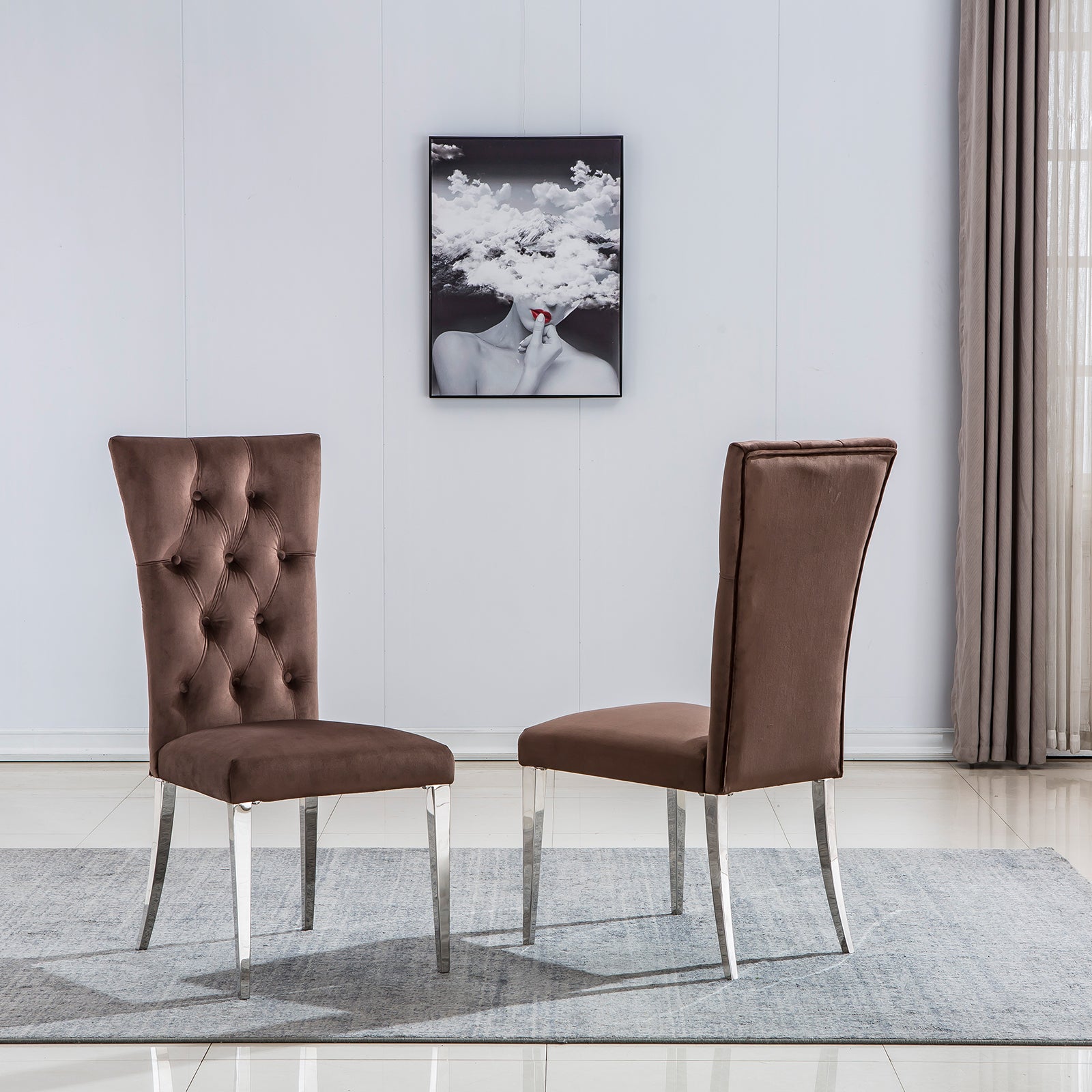 Enhance Your Dining Experience with Brown Velvet Upholstered Chairs