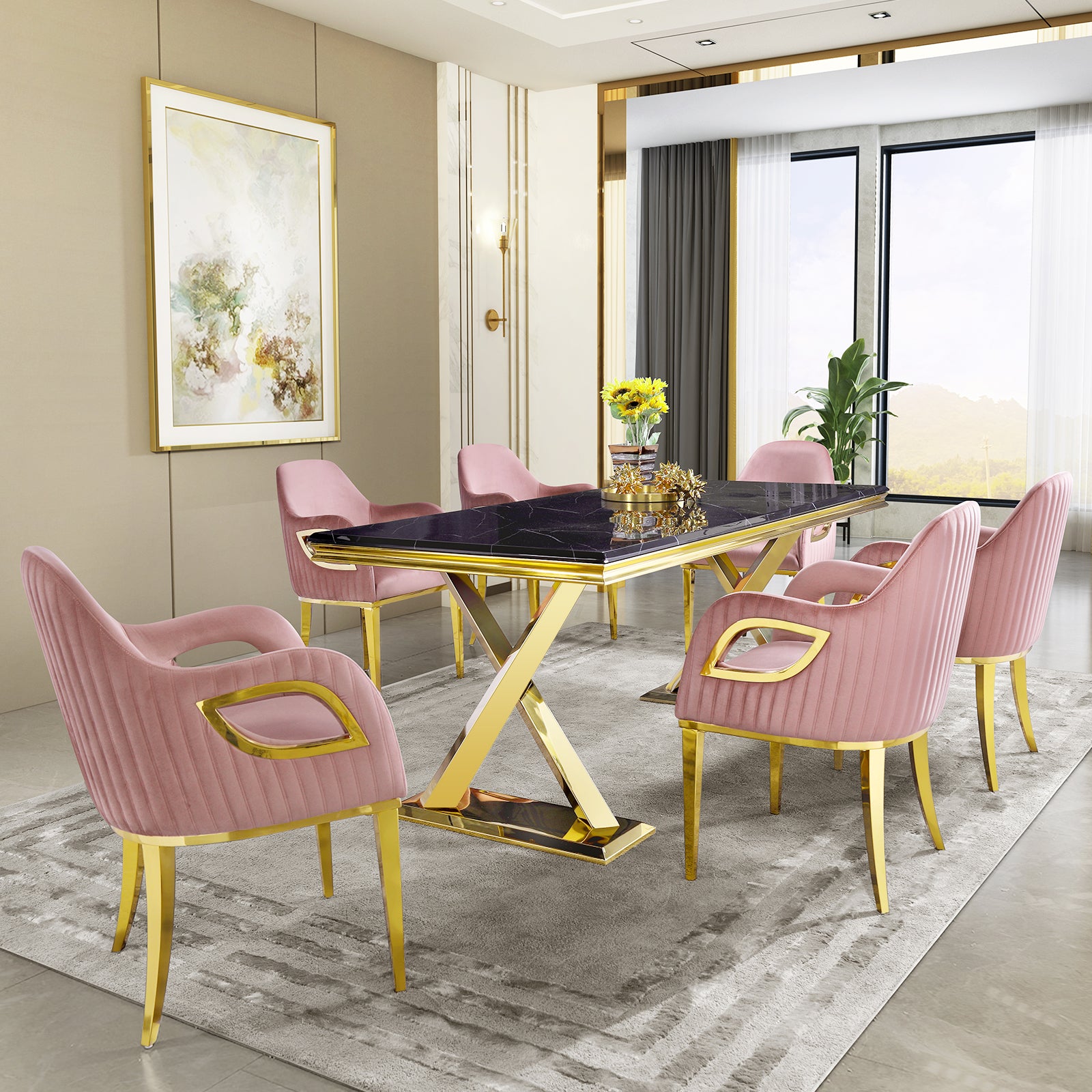 The Feminine Charm of Pink Velvet Dining Chairs