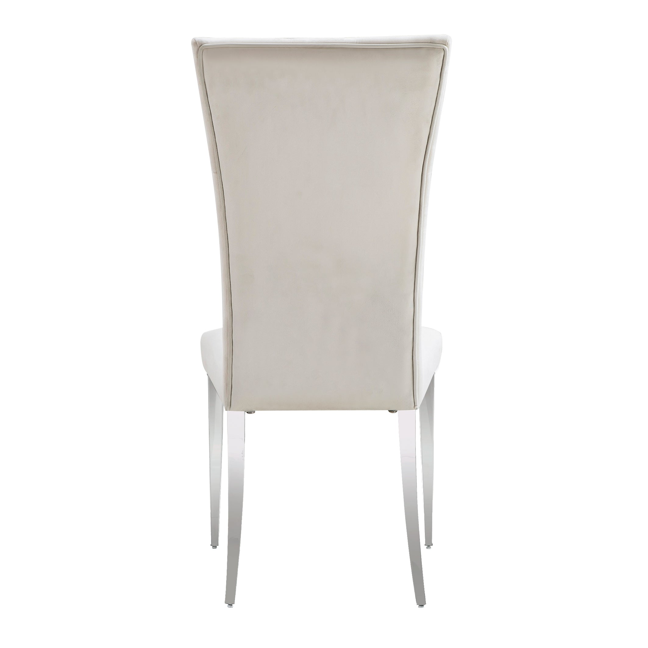 White Velvet Dining Chairs | Buttons Tufted | High Back| C126