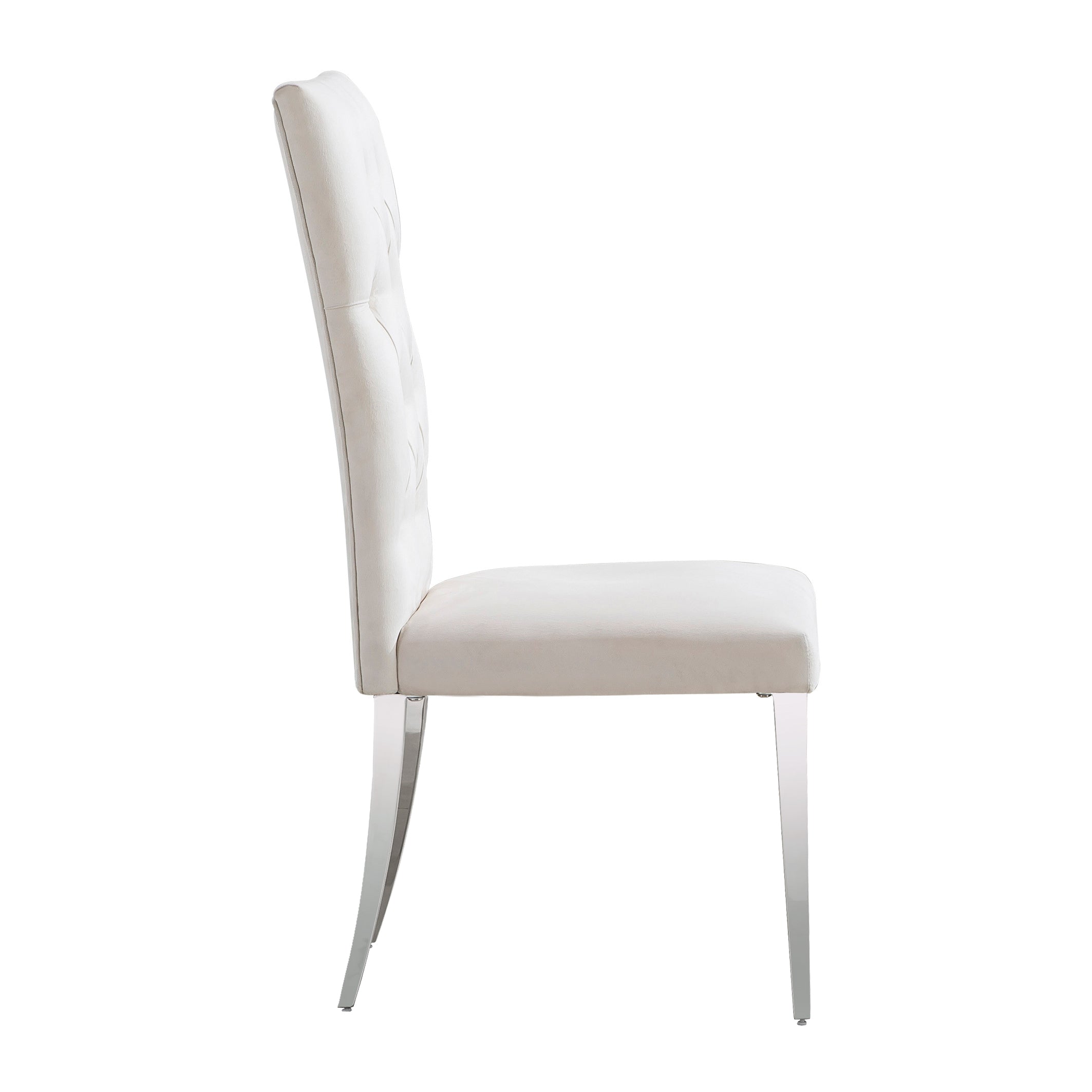 White Velvet Dining Chairs | Buttons Tufted | High Back| C126