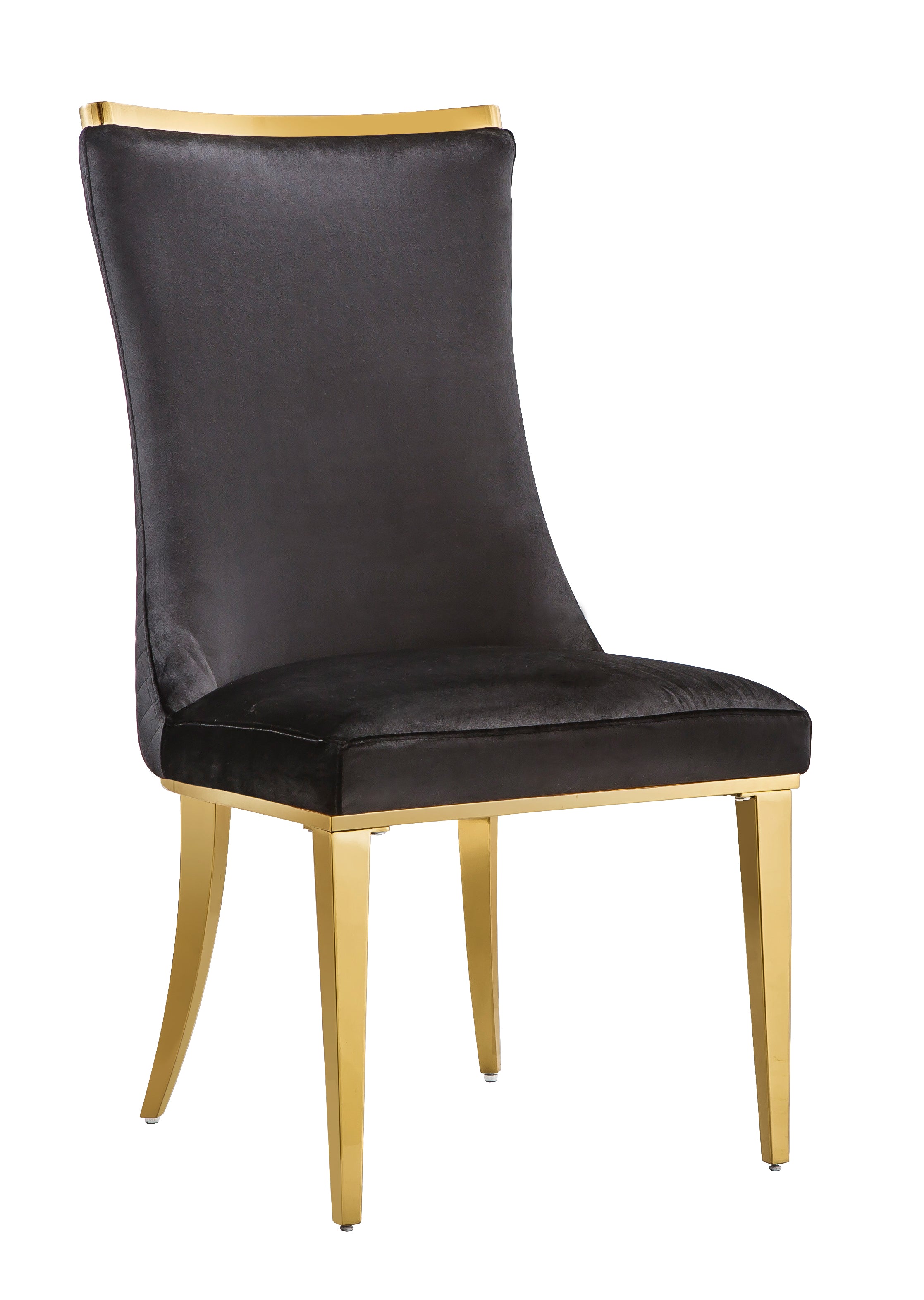 Black Velvet Dining Chairs | Reticulate Texture Back| Gold Metal Legs | C136