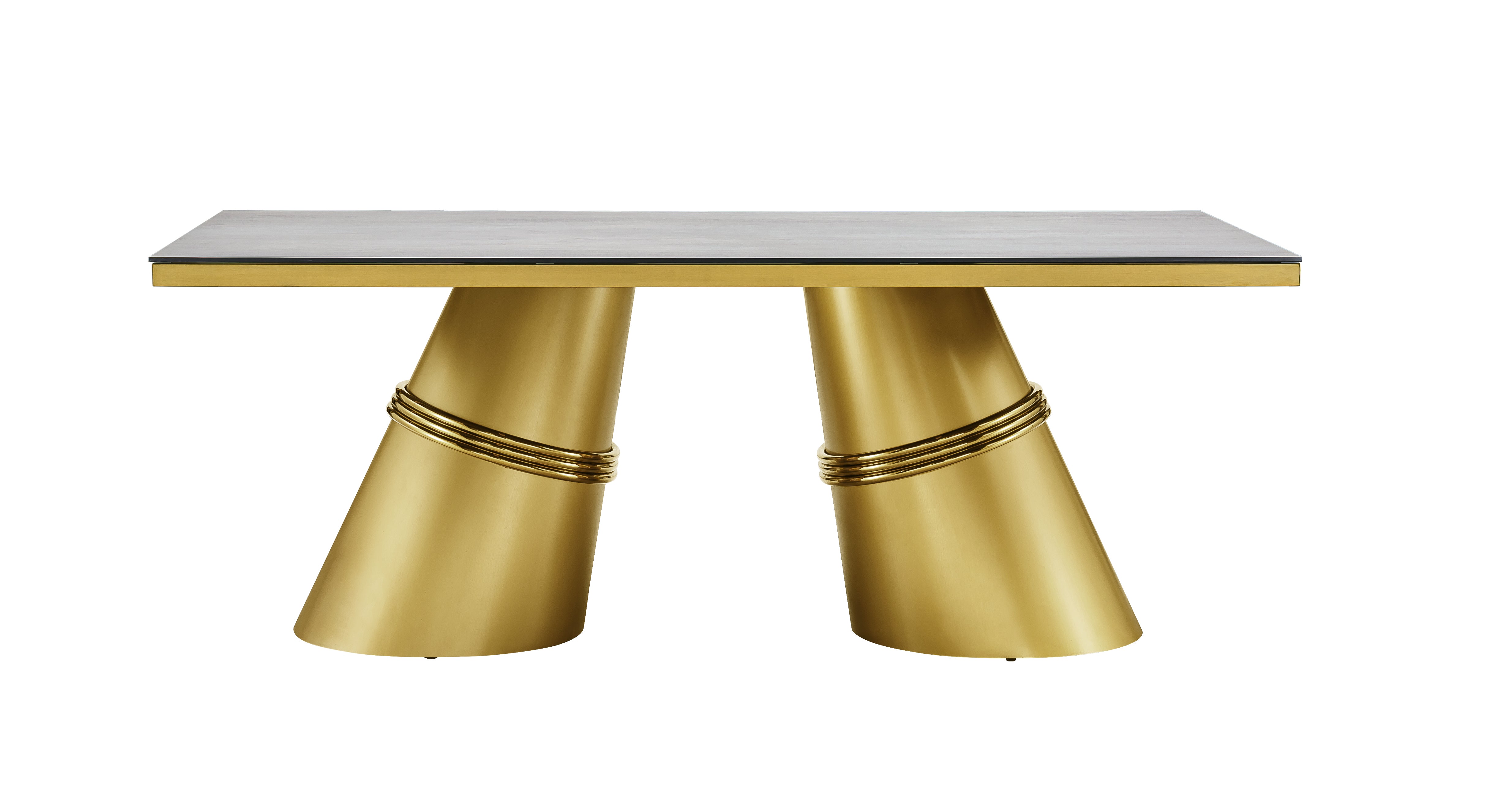 AUZ 78 " Dining table   Brushed Gold Stainless Steel Legs for 6-8 Glass top