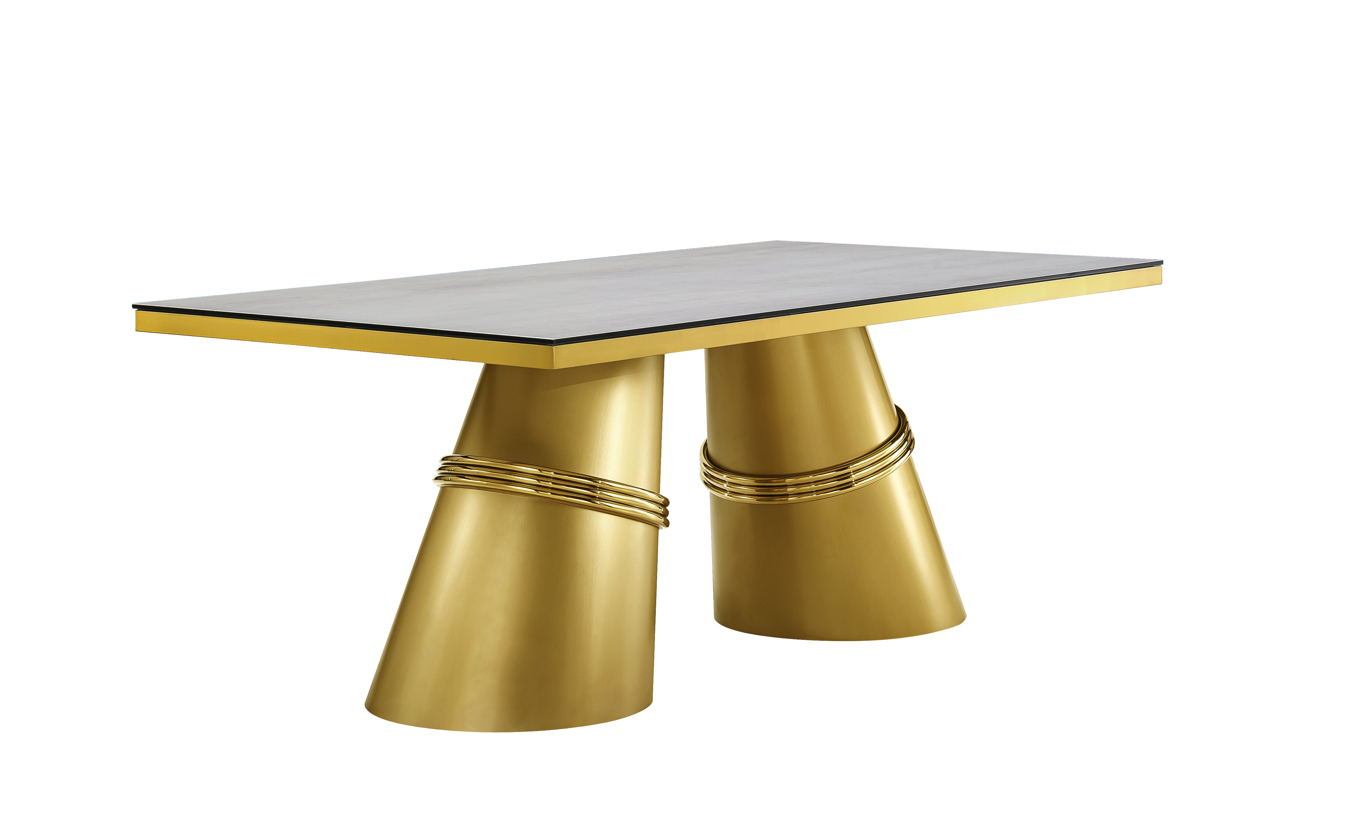 AUZ 78 " Dining table   Brushed Gold Stainless Steel Legs for 6-8 Glass top