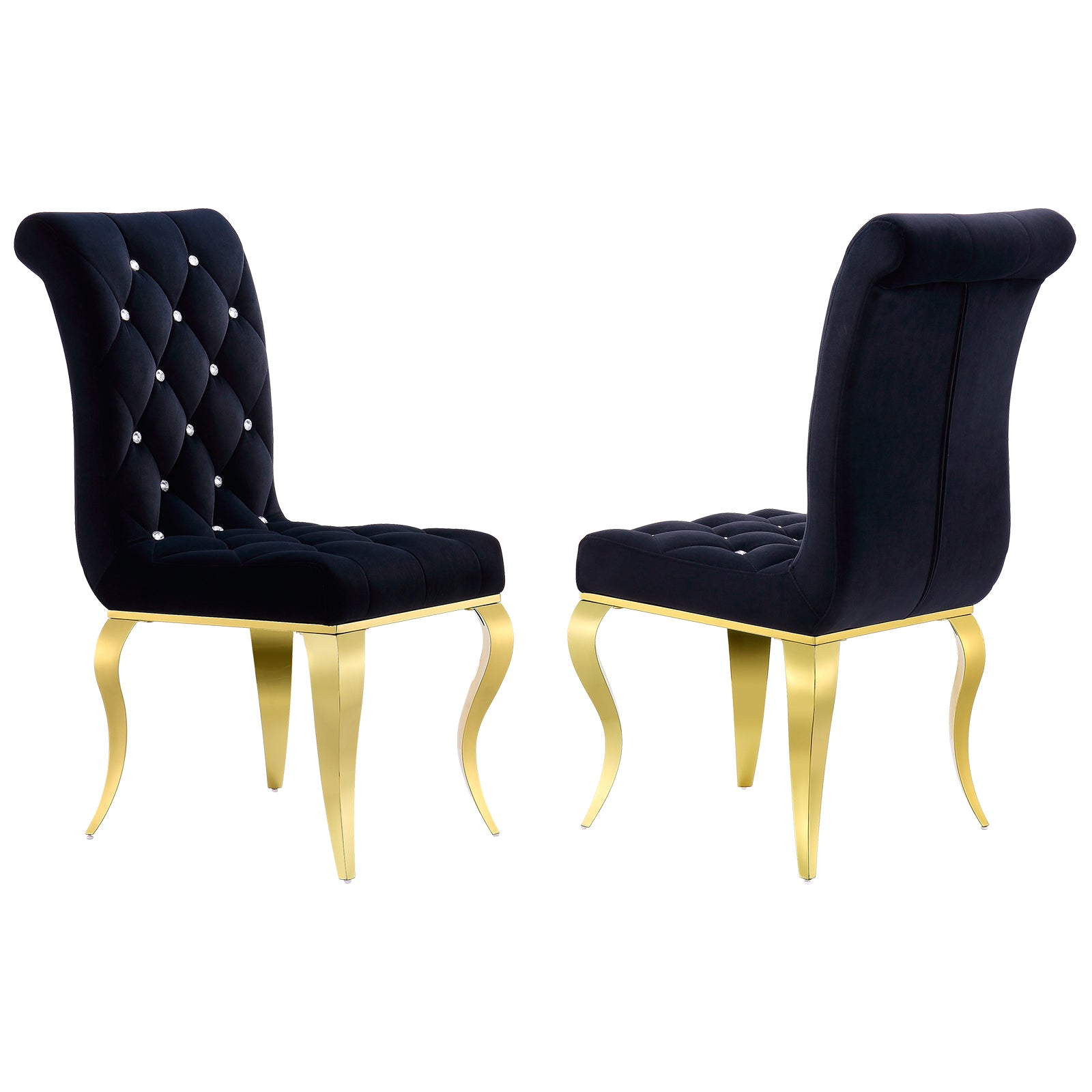 Black Velvet dining Chairs| Button Tufted Crystal Back | C134