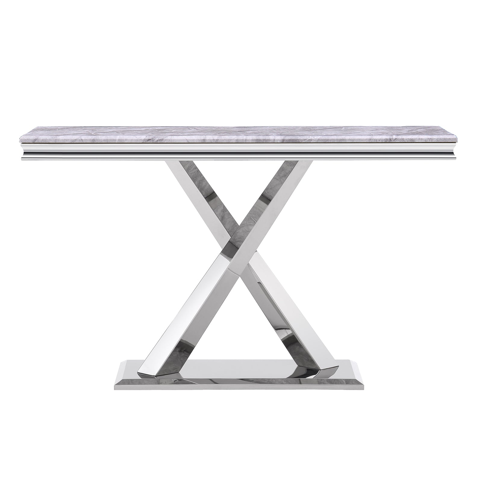 Silver Gray Sofa Table with Metal X- Base | S510