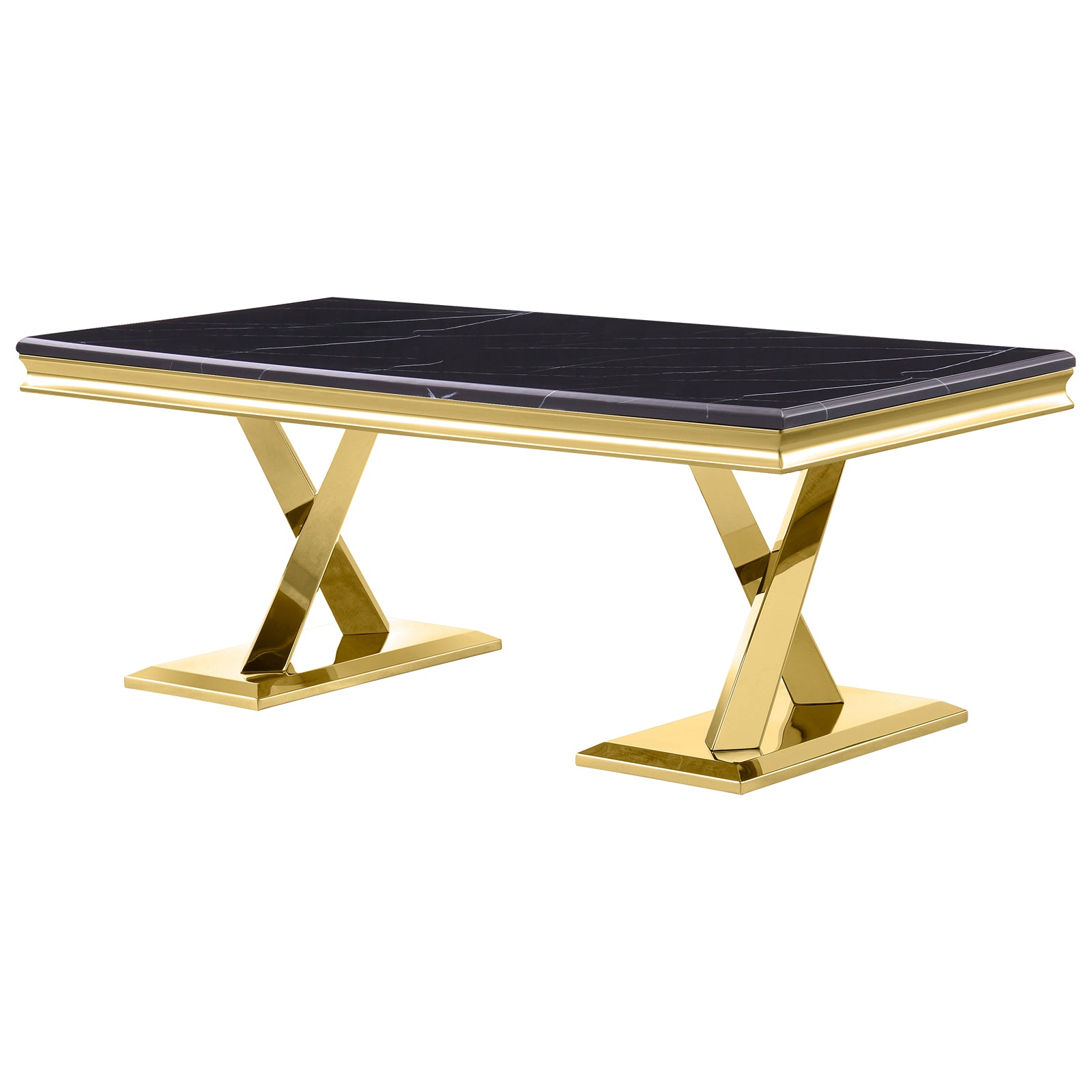 Black Gold Living room table Set | X Metal Base | L202