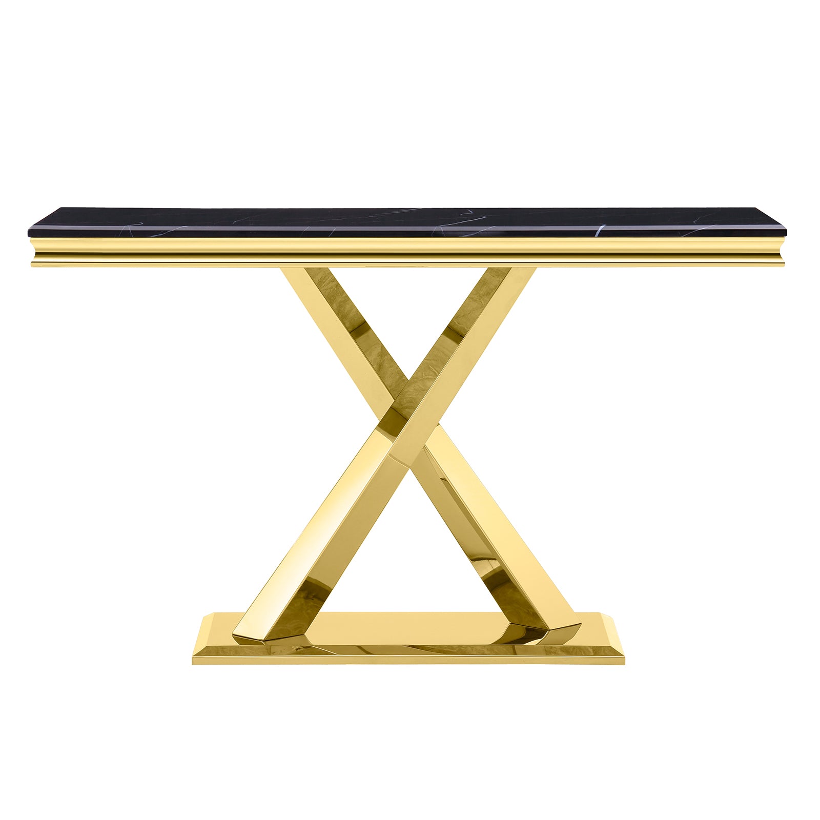 Black Gold Sofa Table with Metal X- Base | S511