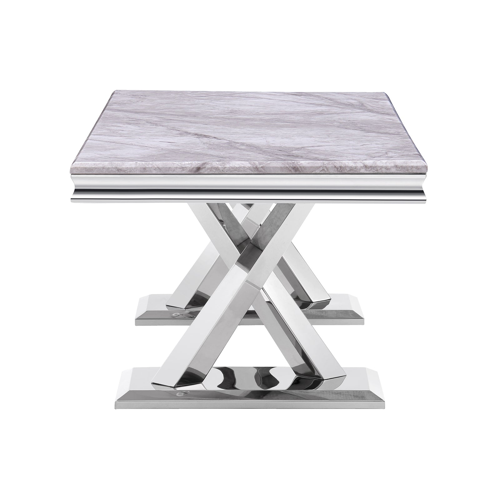 Silver Gray Coffee Table With Metal X Base | F302