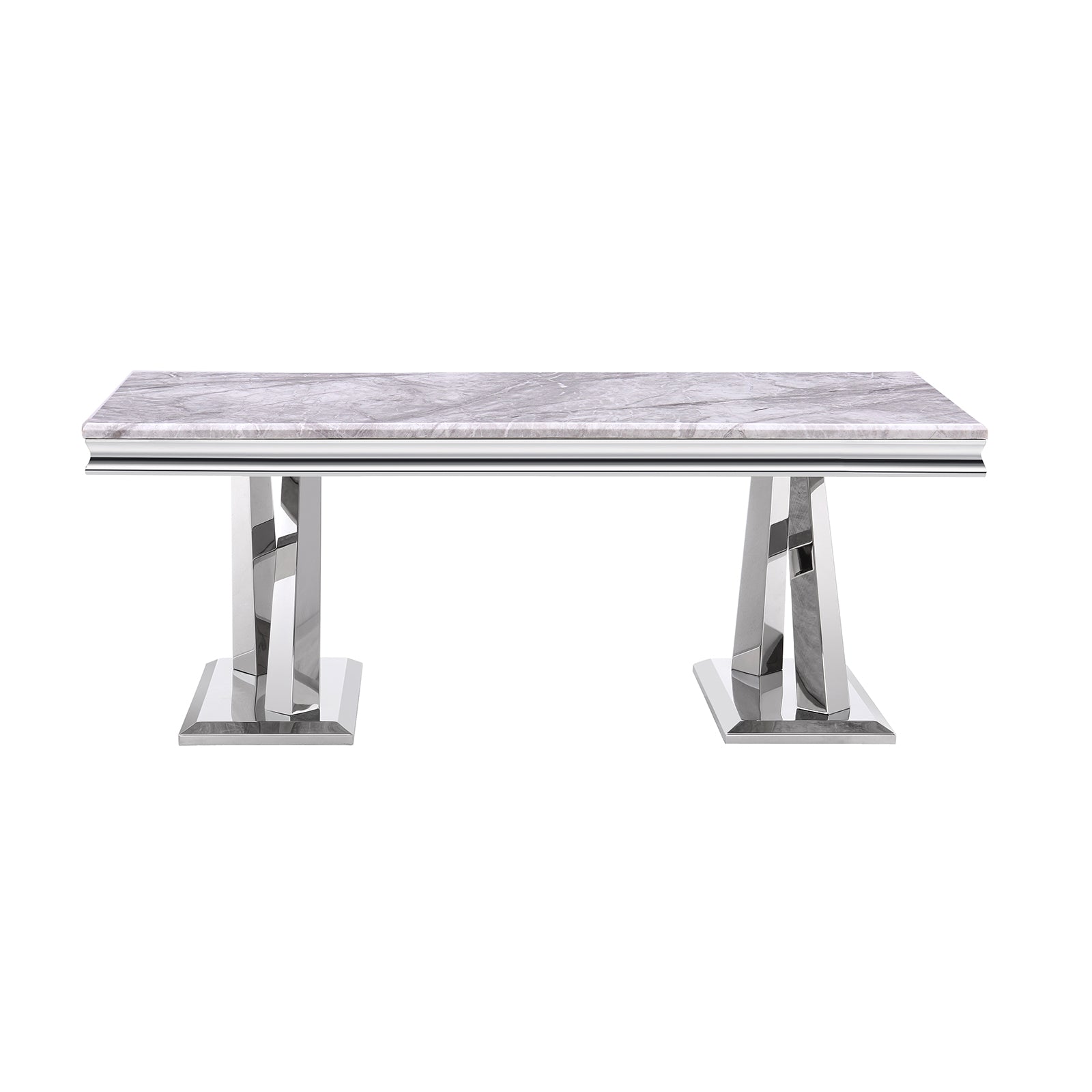 Silver Gray Coffee Table With Metal X Base | F302