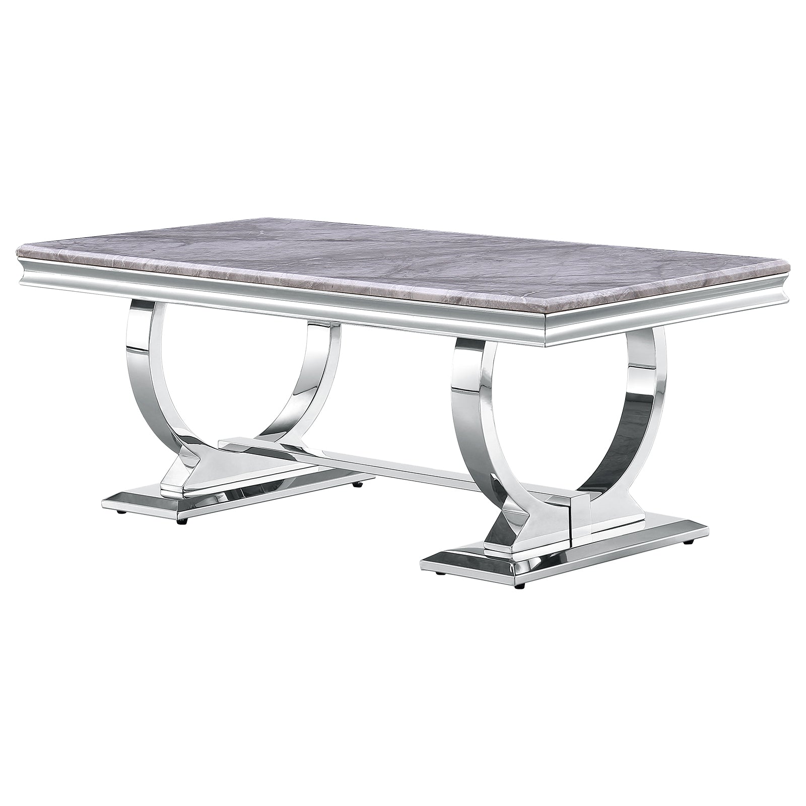 Silver Gray Living room table Set | U Metal Base | L205