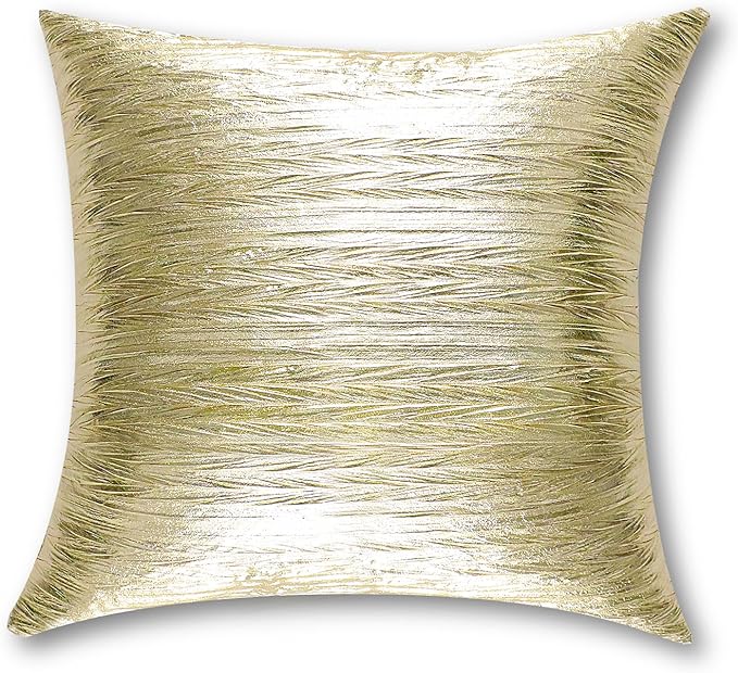 Gold Faux Leather Brushed Pillow Cover | 18''×18'' | P103