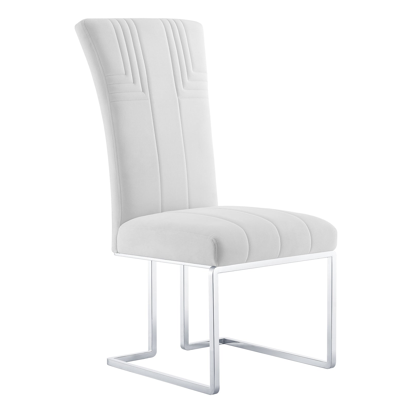 Off white Velvet dining chairs | Metal Sled Base| C118