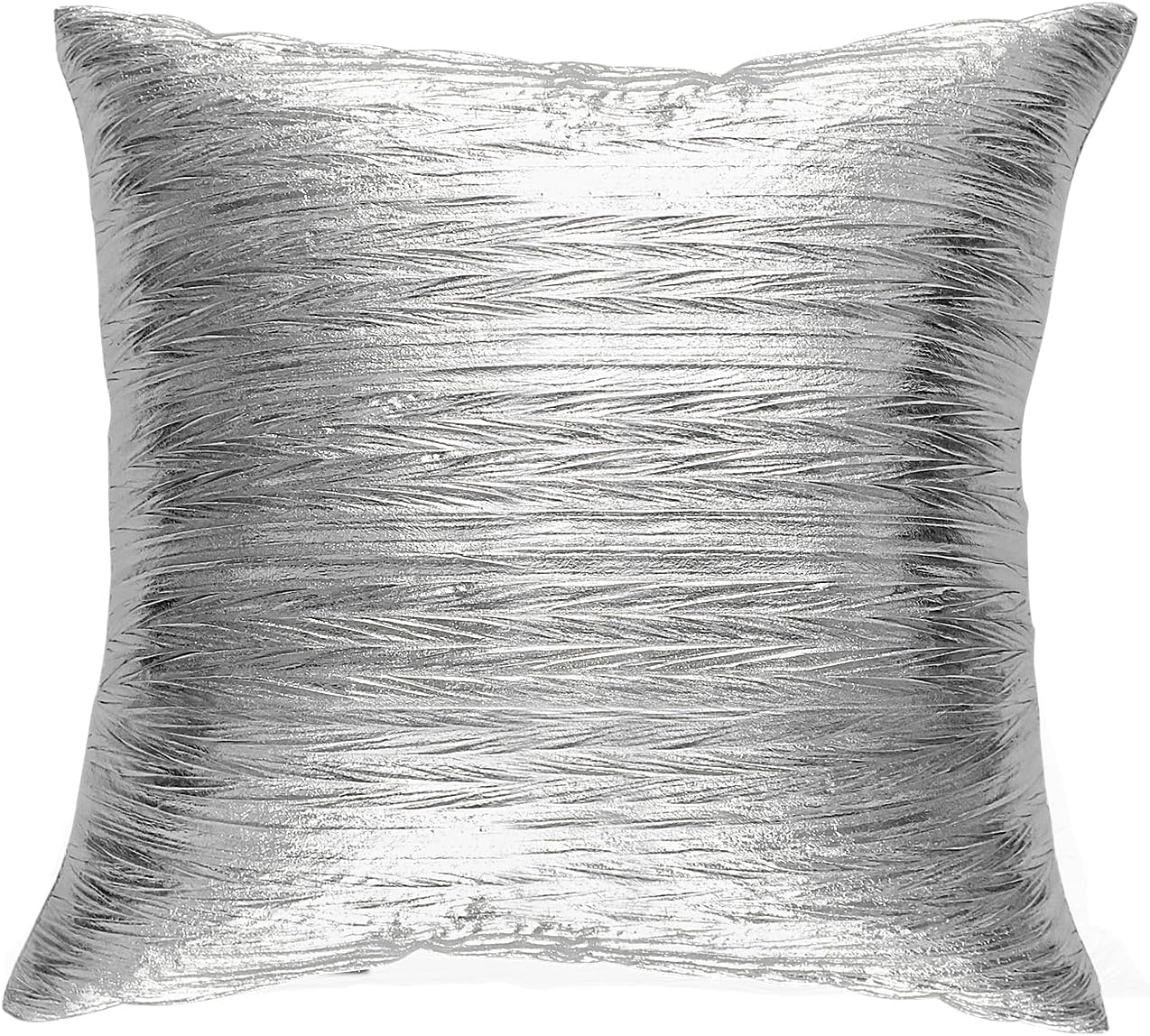 Silver Faux Leather Brushed Pillow Cover | 18''×18'' | P102