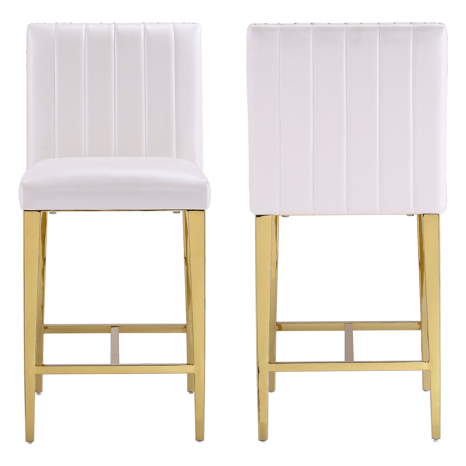 Counter Height Bar Stools | White Faux Leather | 24.8-Inch Height