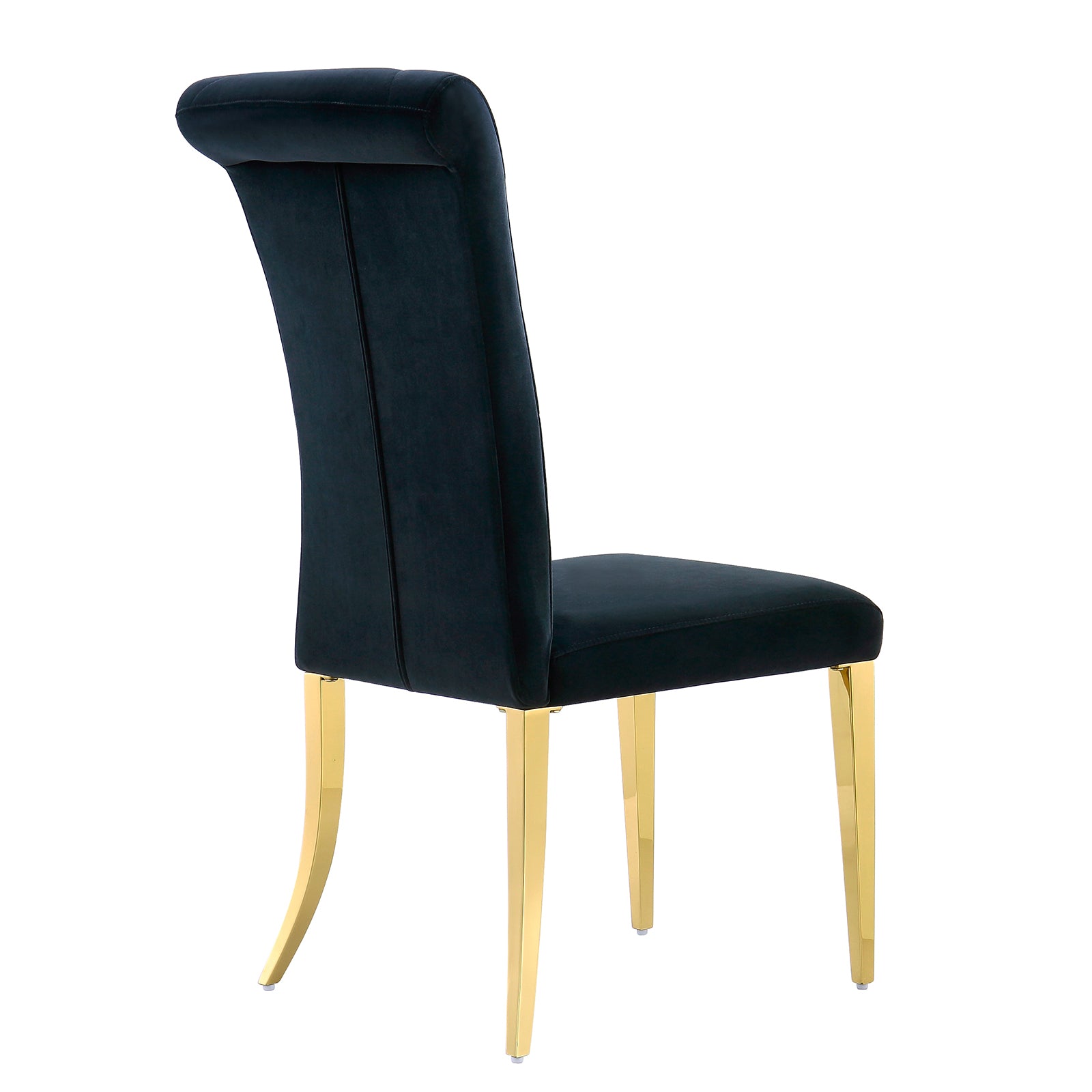 Black velvet dining chairs | High Rolled Back | Gold metal legs | C170