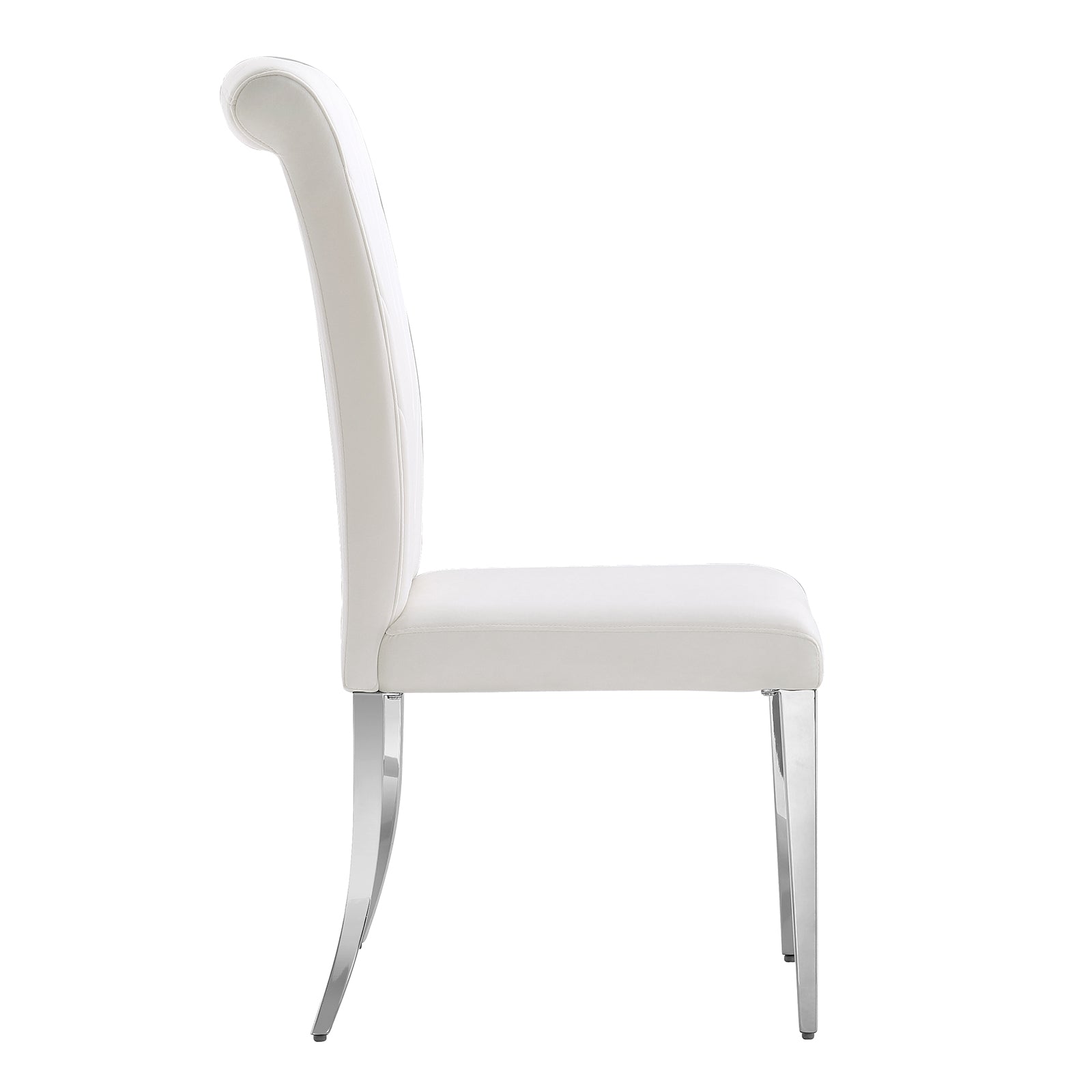 White velvet dining chairs | High Rolled Back | Silver metal legs | C171