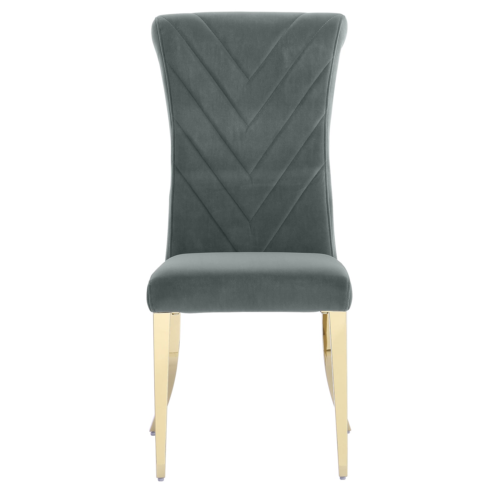Gray velvet dining chairs | High Rolled Back | Gold metal legs | C169