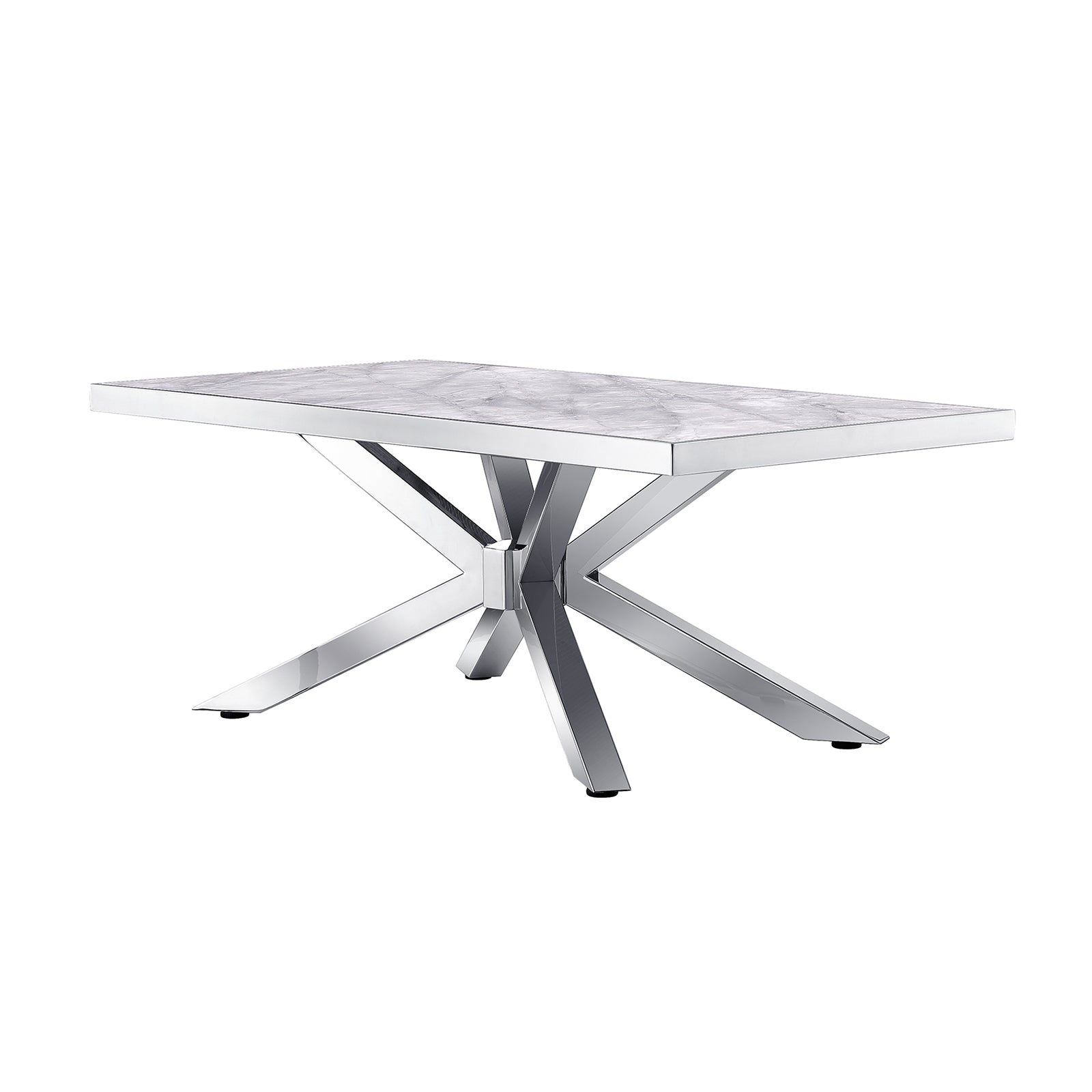 Coffee Table with Silver Cross Metal Base | F308