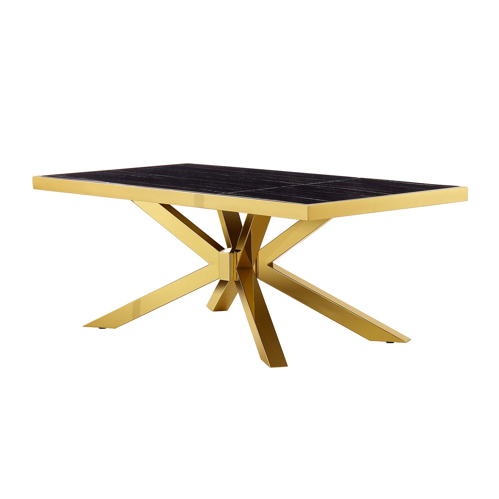 Coffee Table with Gold Cross Metal Base | F309