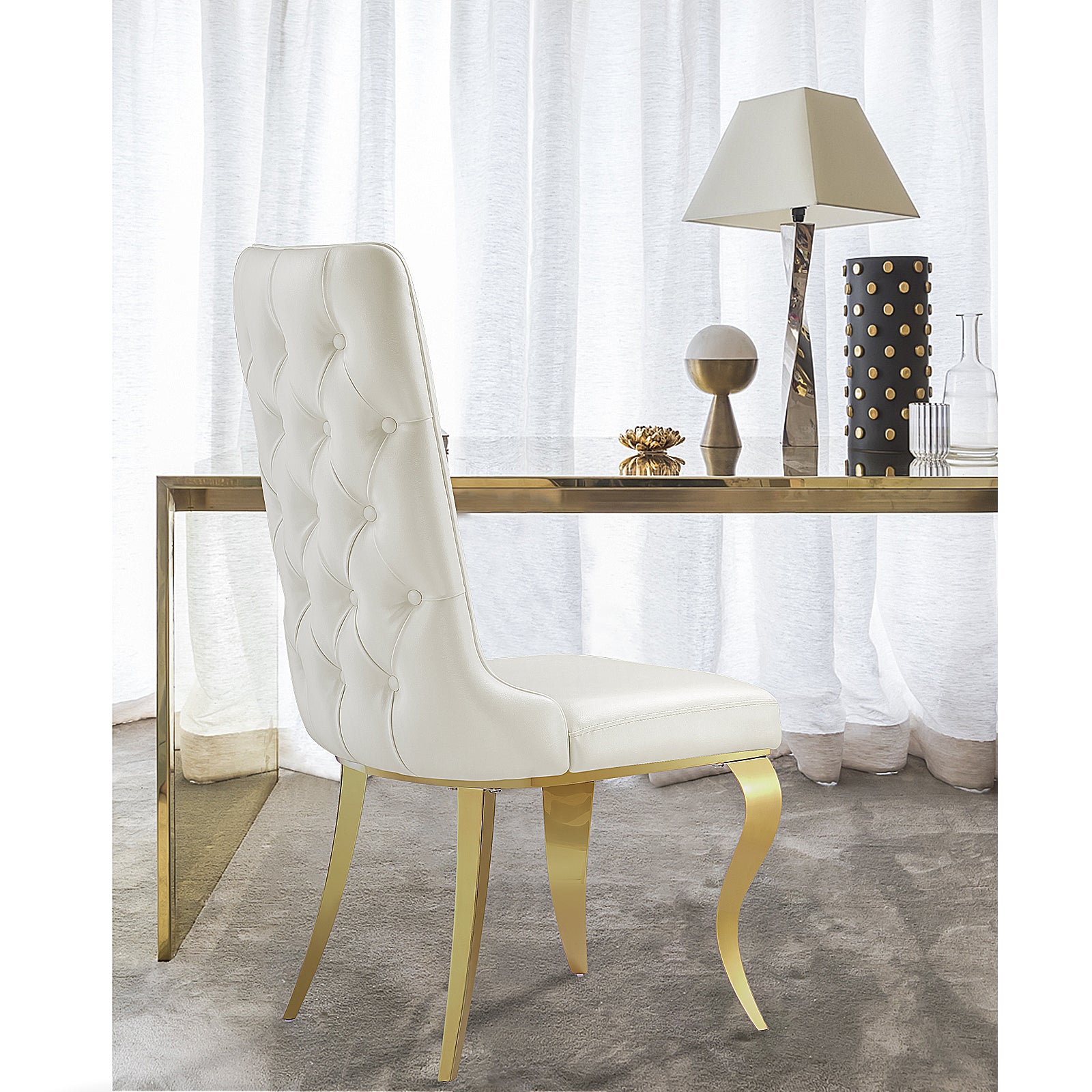 675-Set | AUZ White and Gold Dining room Sets for 6