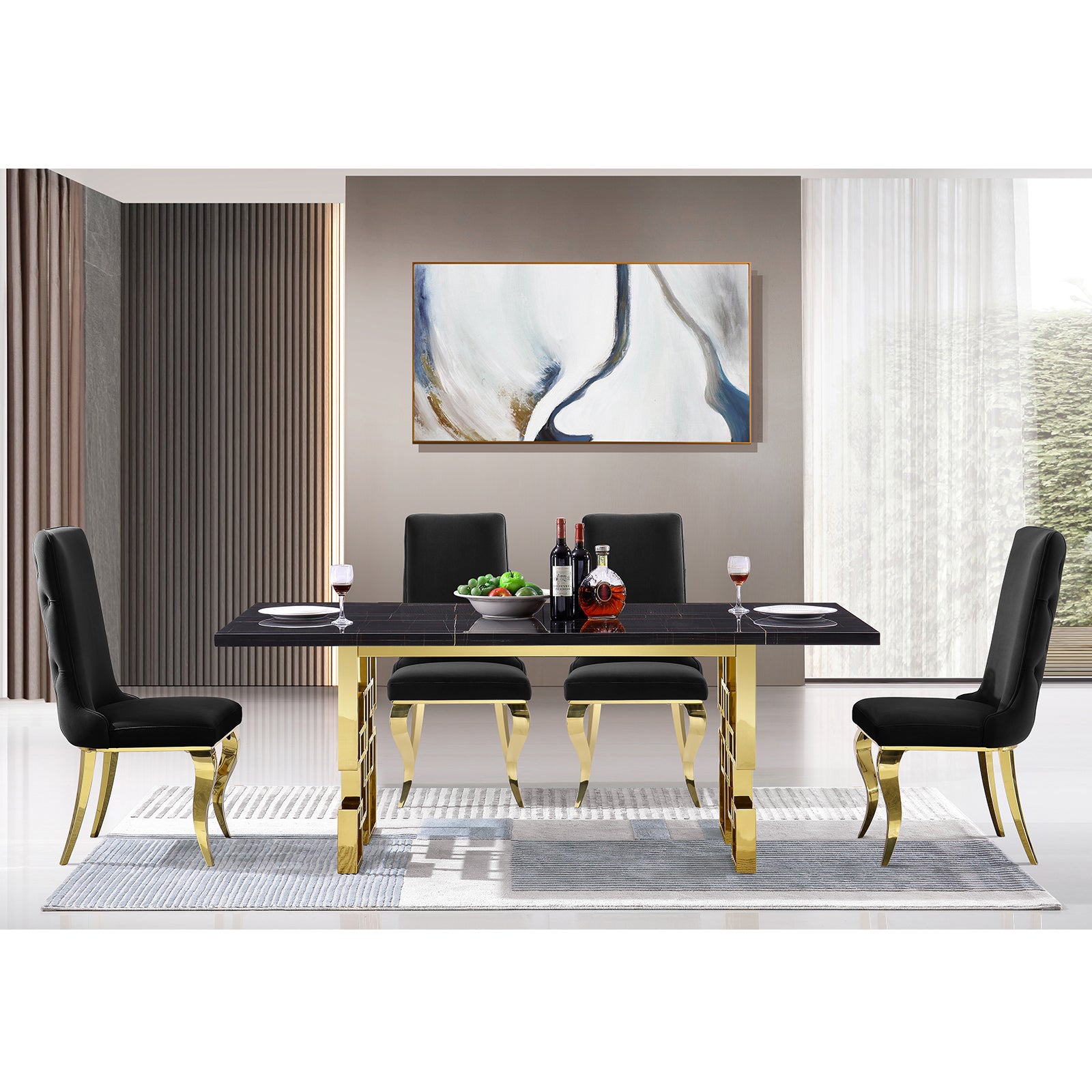 692 Set | AUZ Black and Gold Dining room Sets for 6