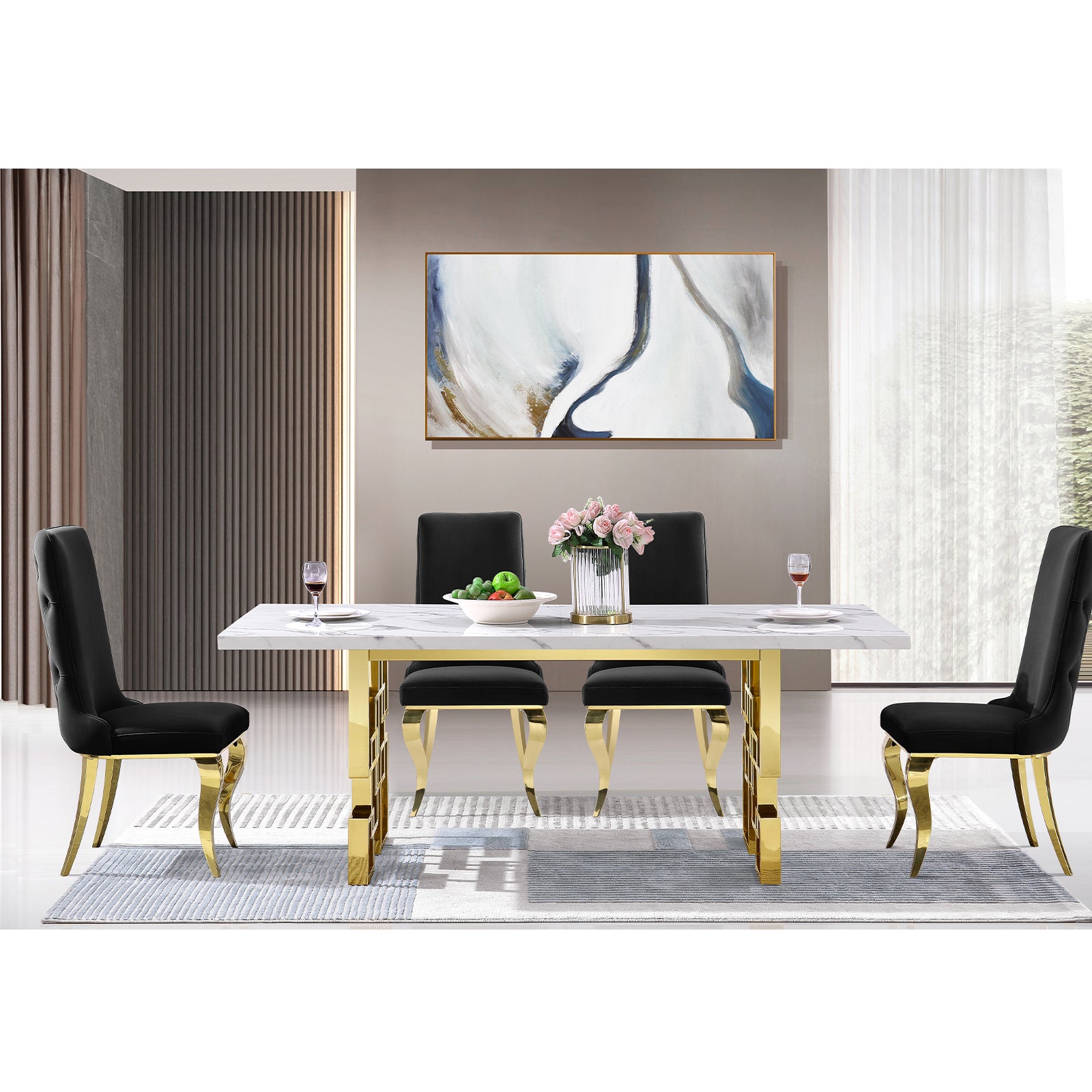 693 Set | AUZ Black and Gold Dining room Sets for 6