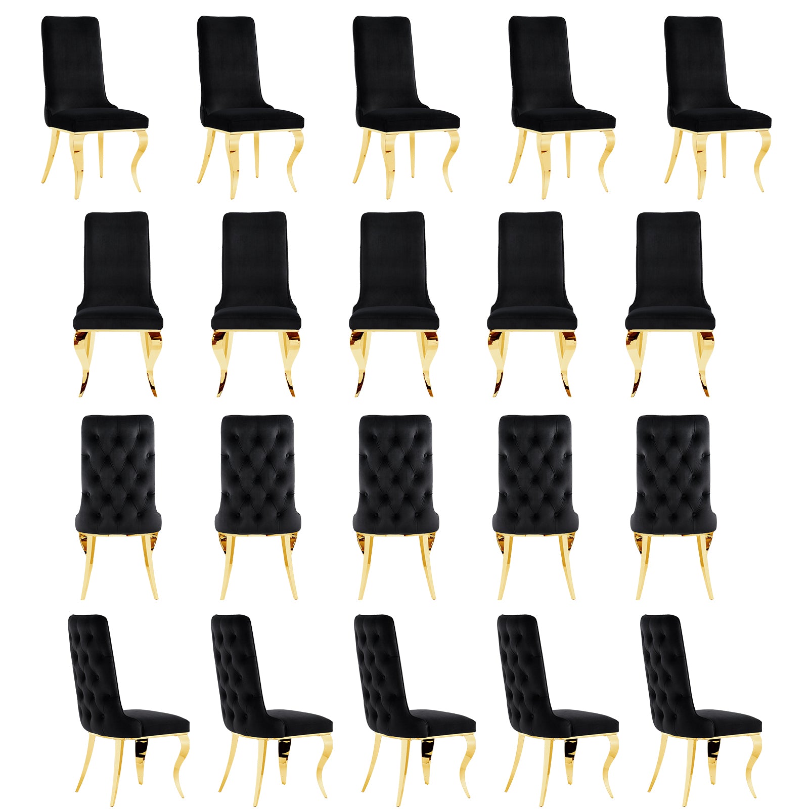 Wholesale Black Gold velvet Dining Chairs
