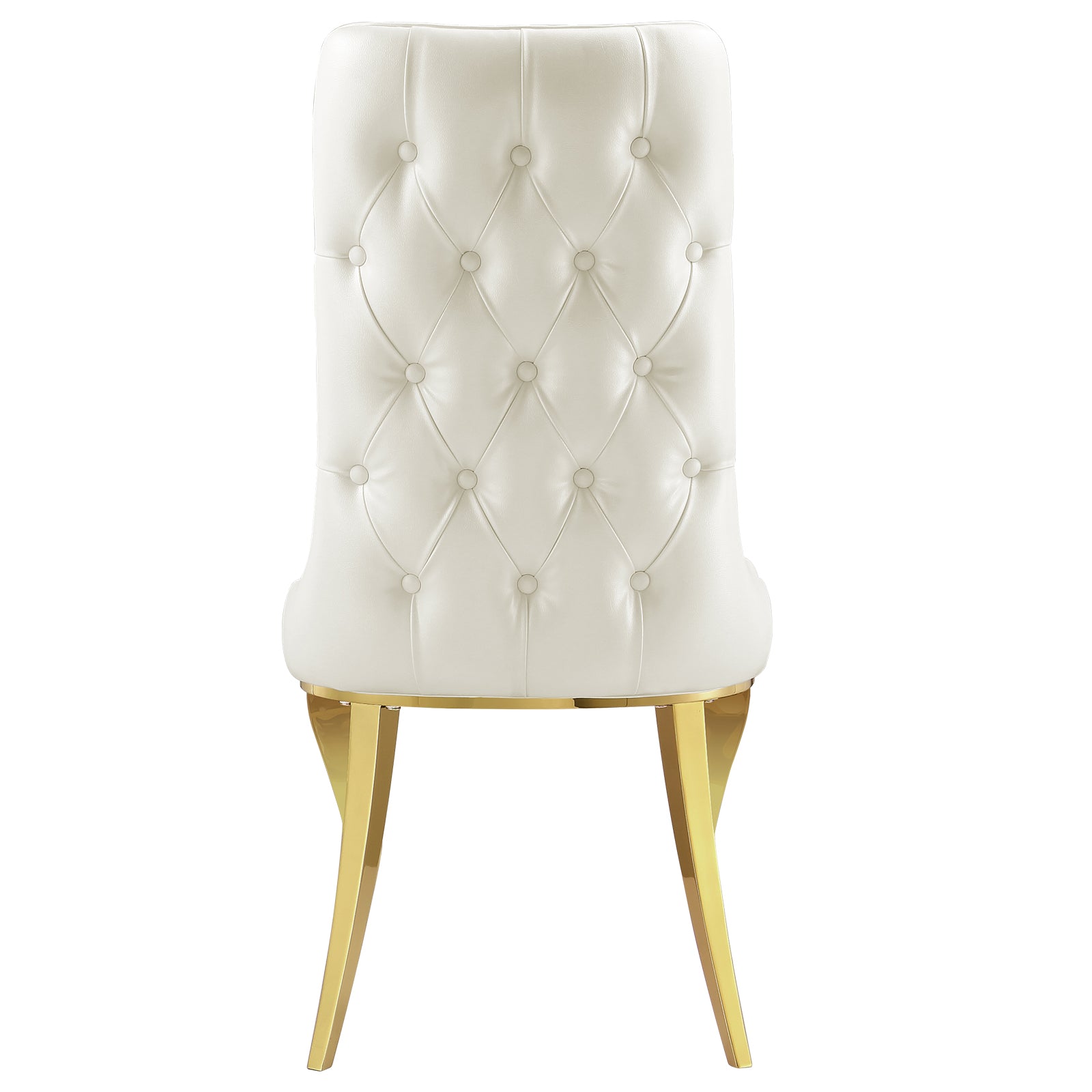 White leather dining discount chairs with gold legs