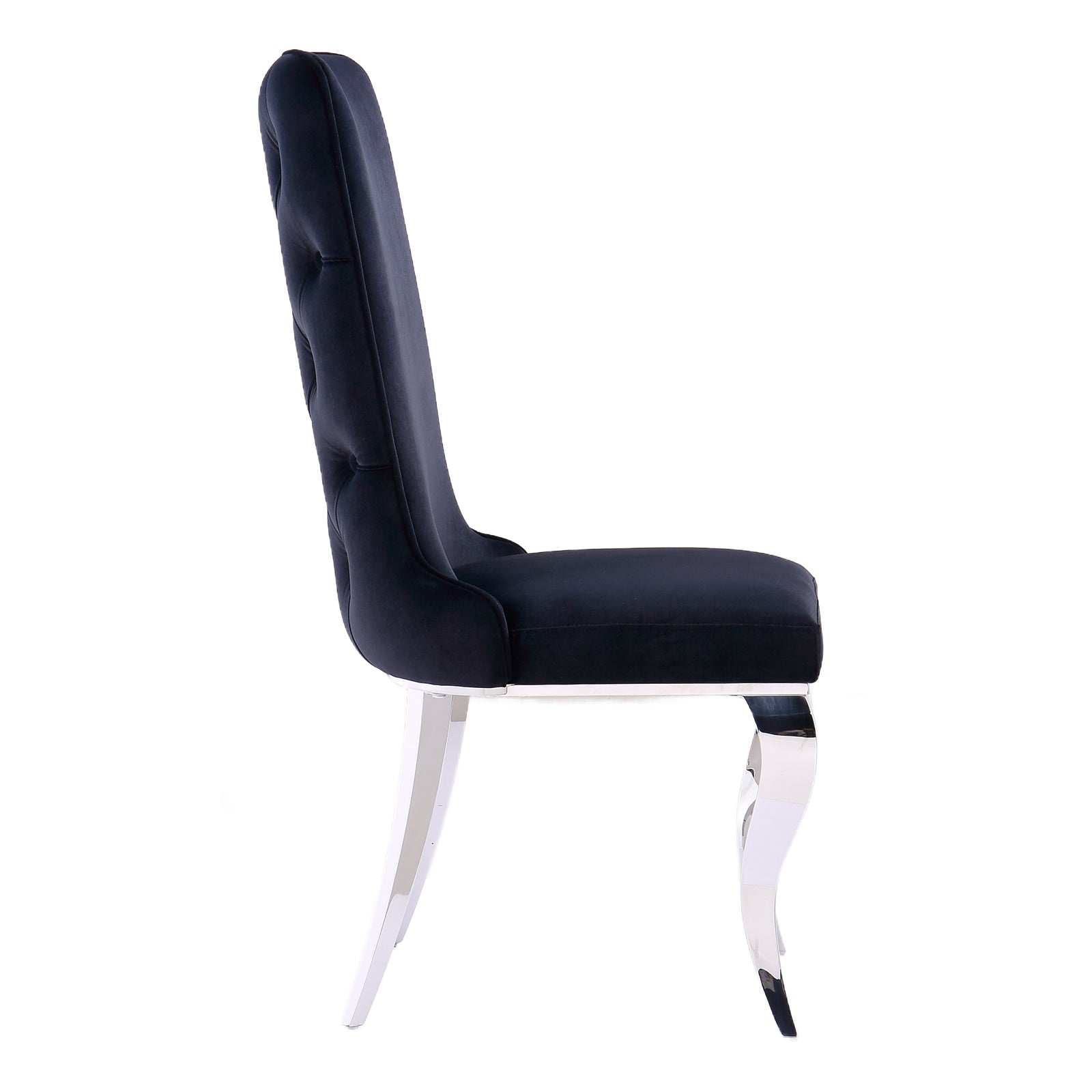 Black velvet Dining Chairs | Button Back | Heavy duty | Silver metal legs | C161