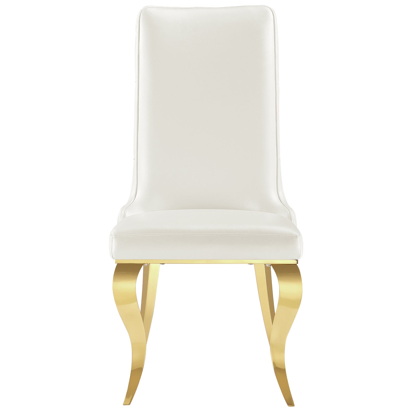 White and Gold leather Dining Chairs with Gold metal legs | C163