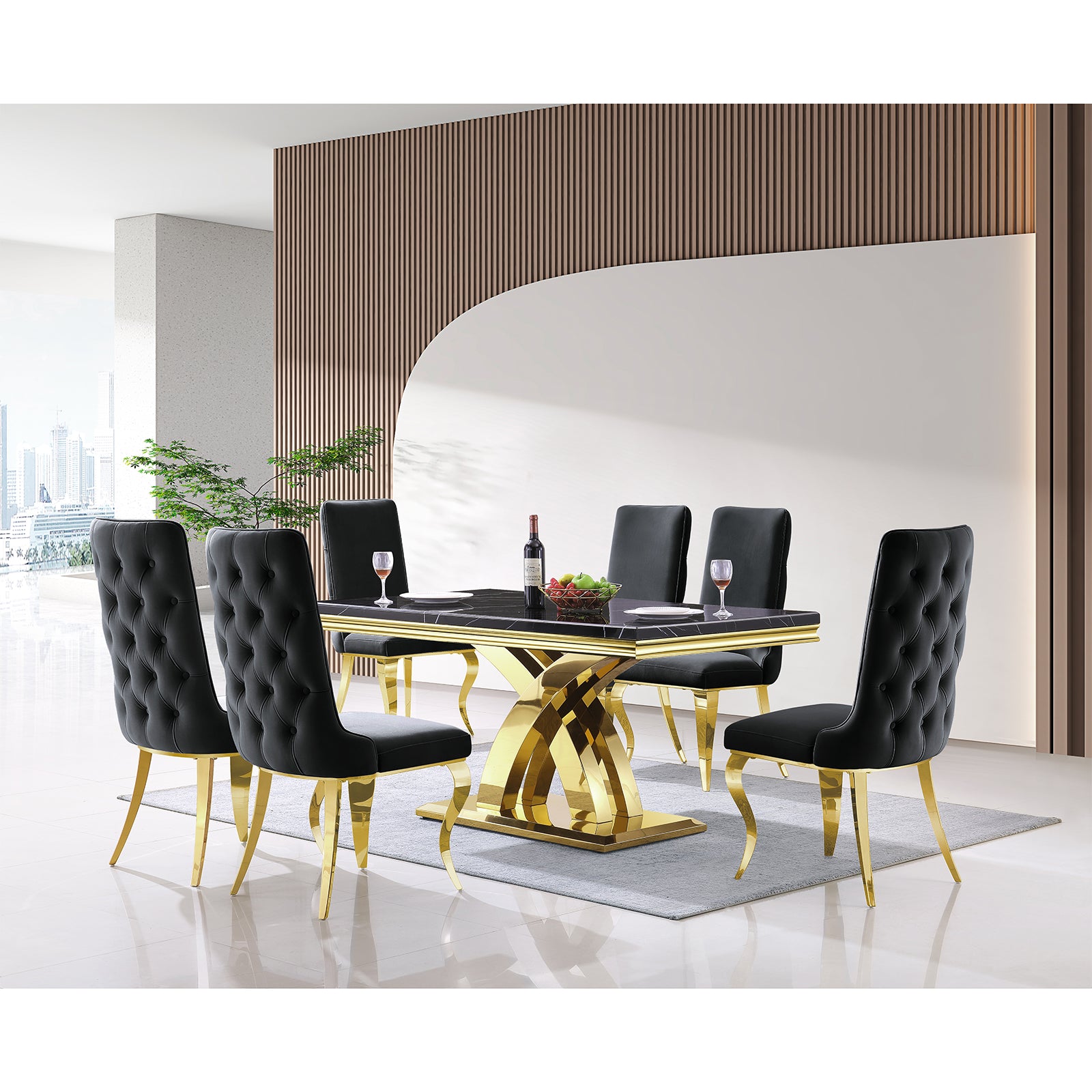 Wholesale Black Gold velvet Dining Chairs