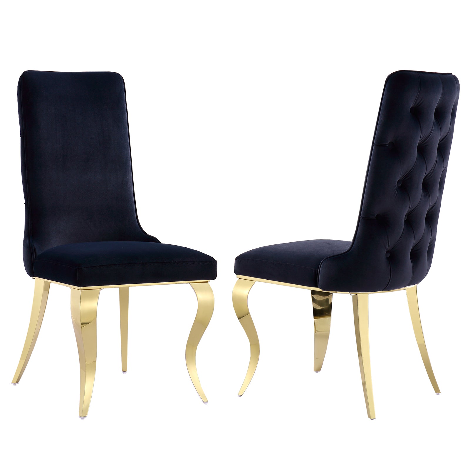 Black velvet Dining Chairs | Button Back | Heavy duty | Gold metal legs | C164