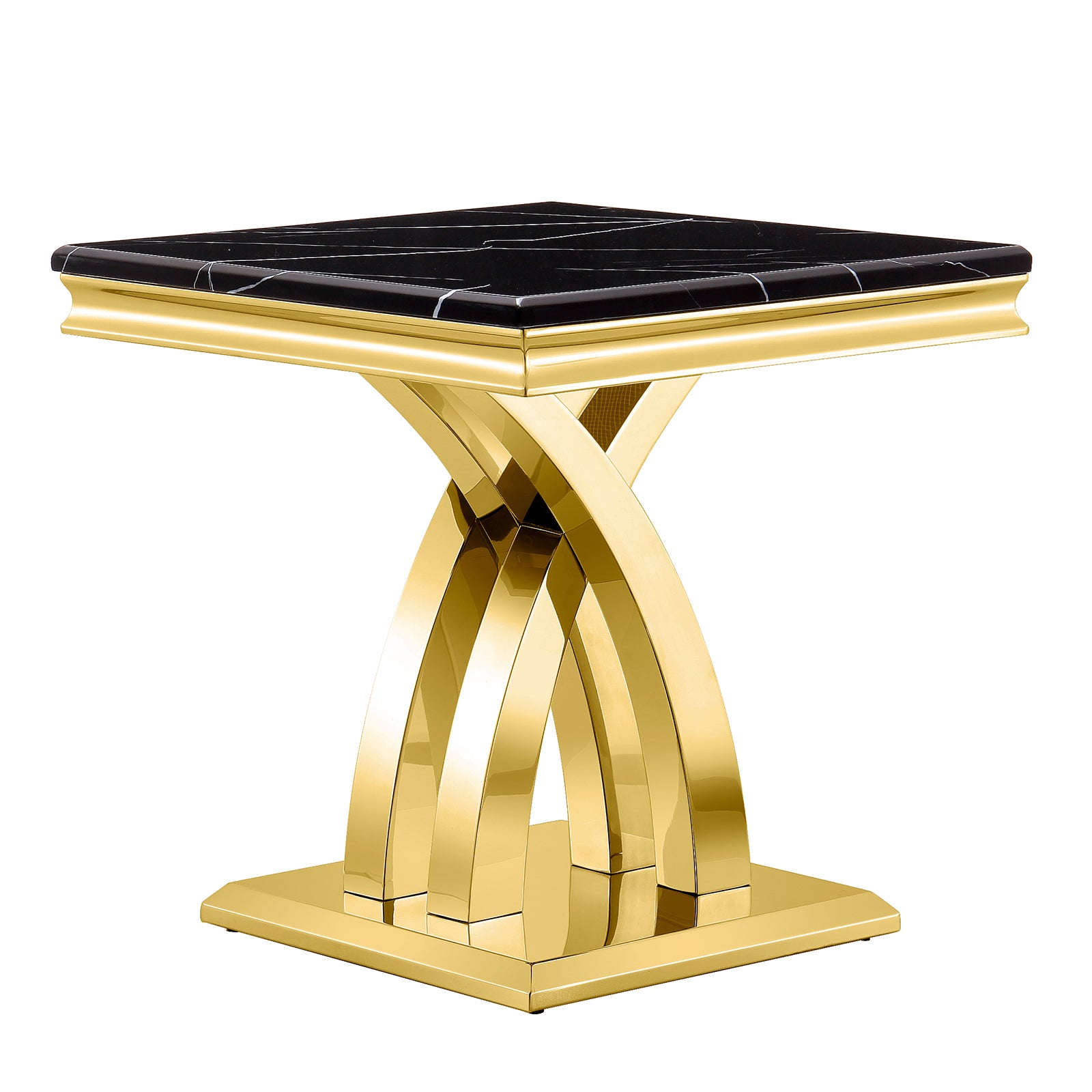 Gold End Table with Double X Pedestal | E416