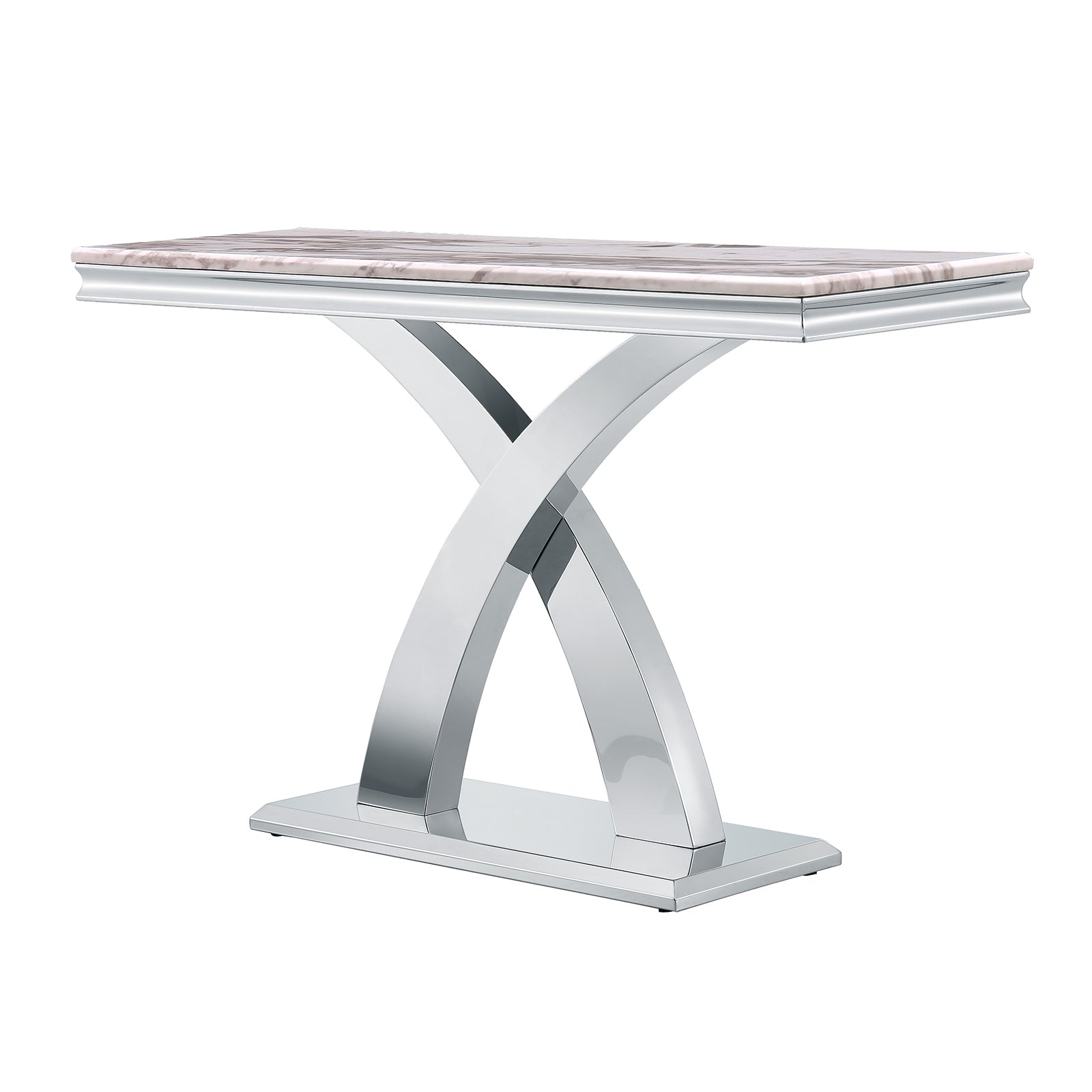 Gray Silver Sofa Table with Metal X Base | S506
