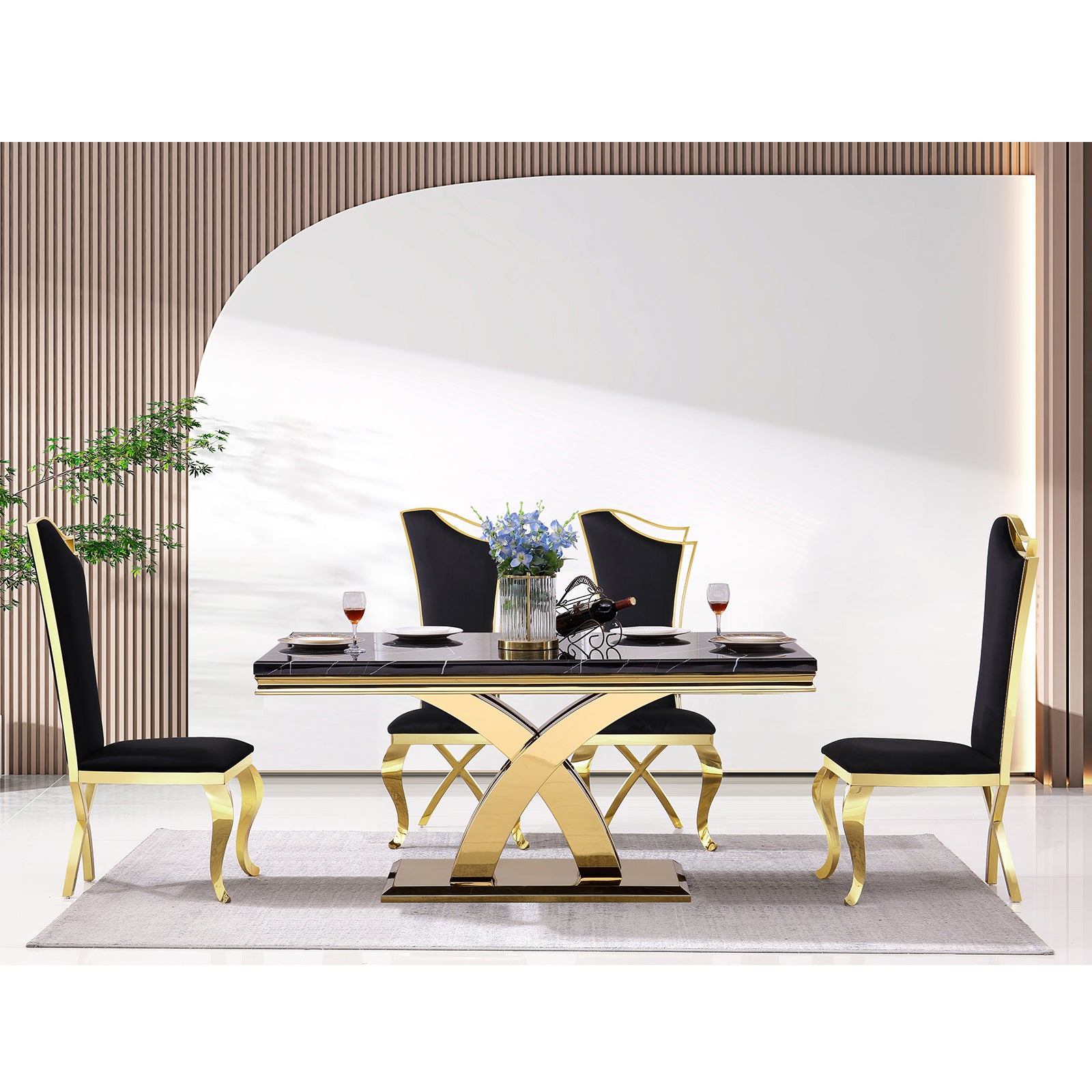 643-Set | AUZ Black and Gold  Dining room Sets for 6