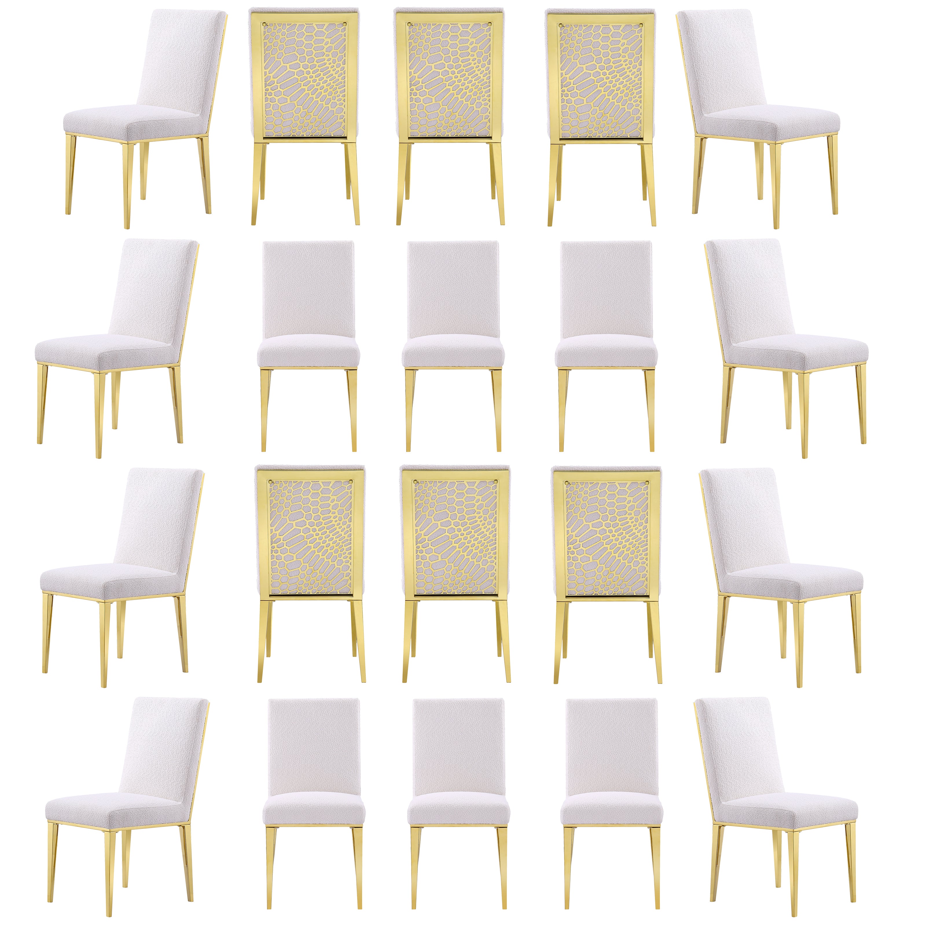 Wholesale White Gold Mohair Dining Chairs