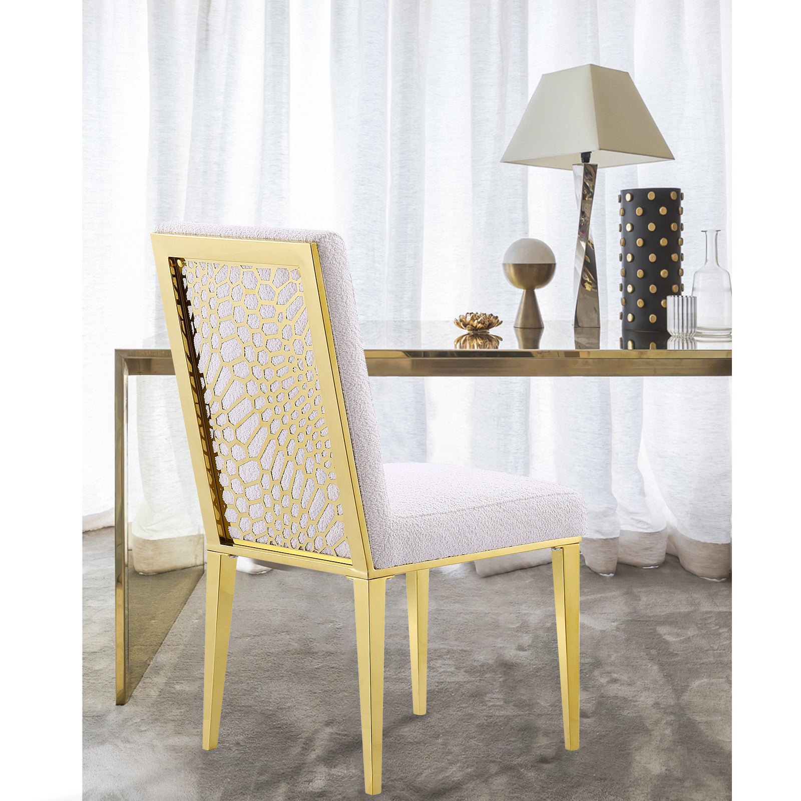 699 Set | AUZ White and gold Dining room Sets for 6