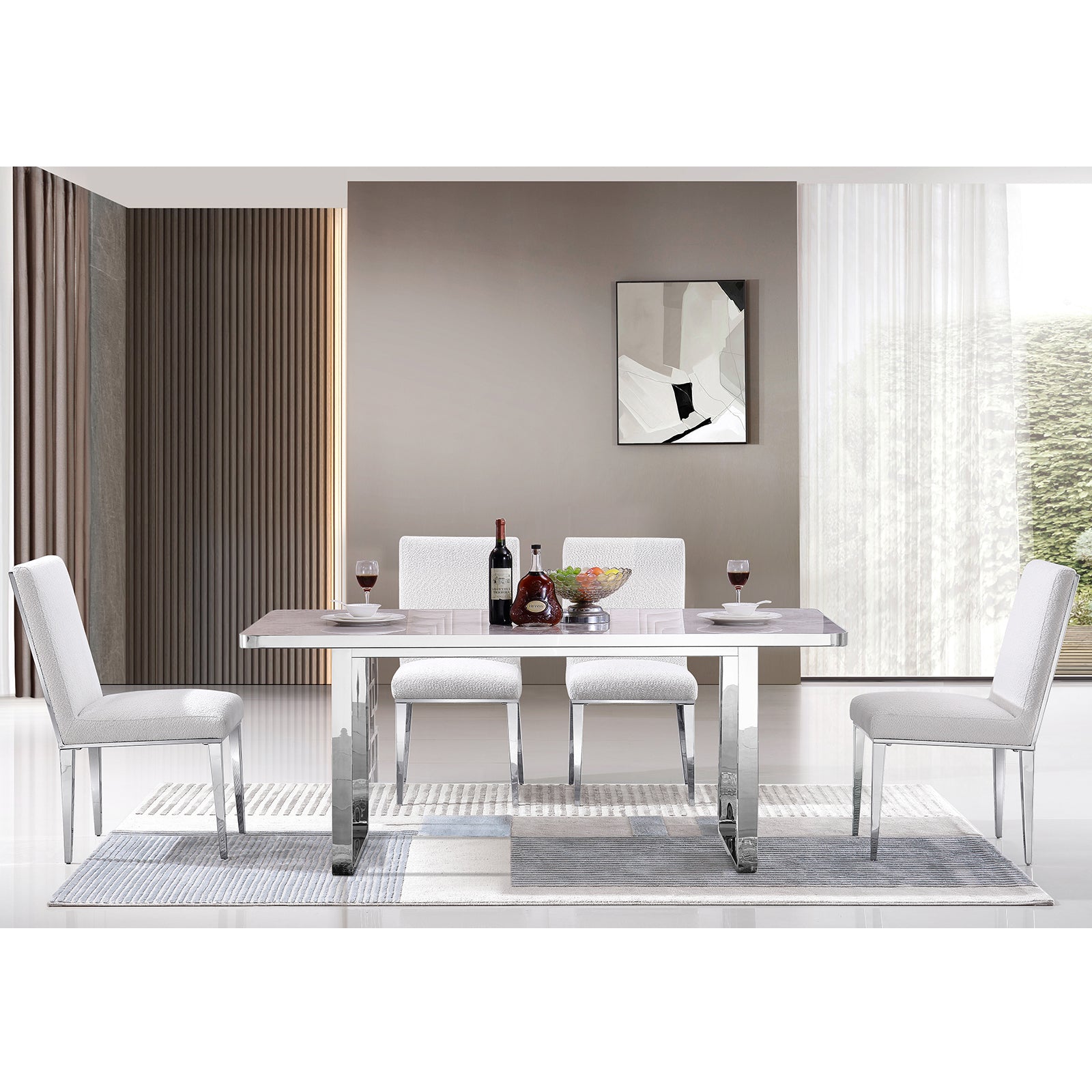 700 Set | AUZ White and Silver Dining room Sets for 6